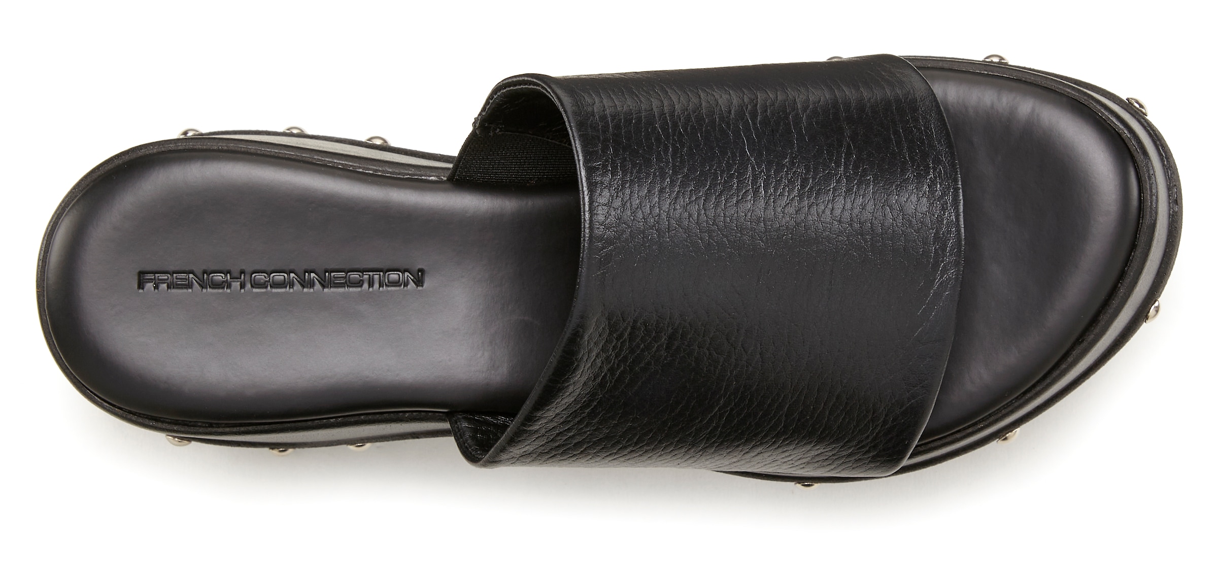 French Connection Pantolette, Mule, Sandale, offener Schuh aus Leder mit modischer Plateausohle