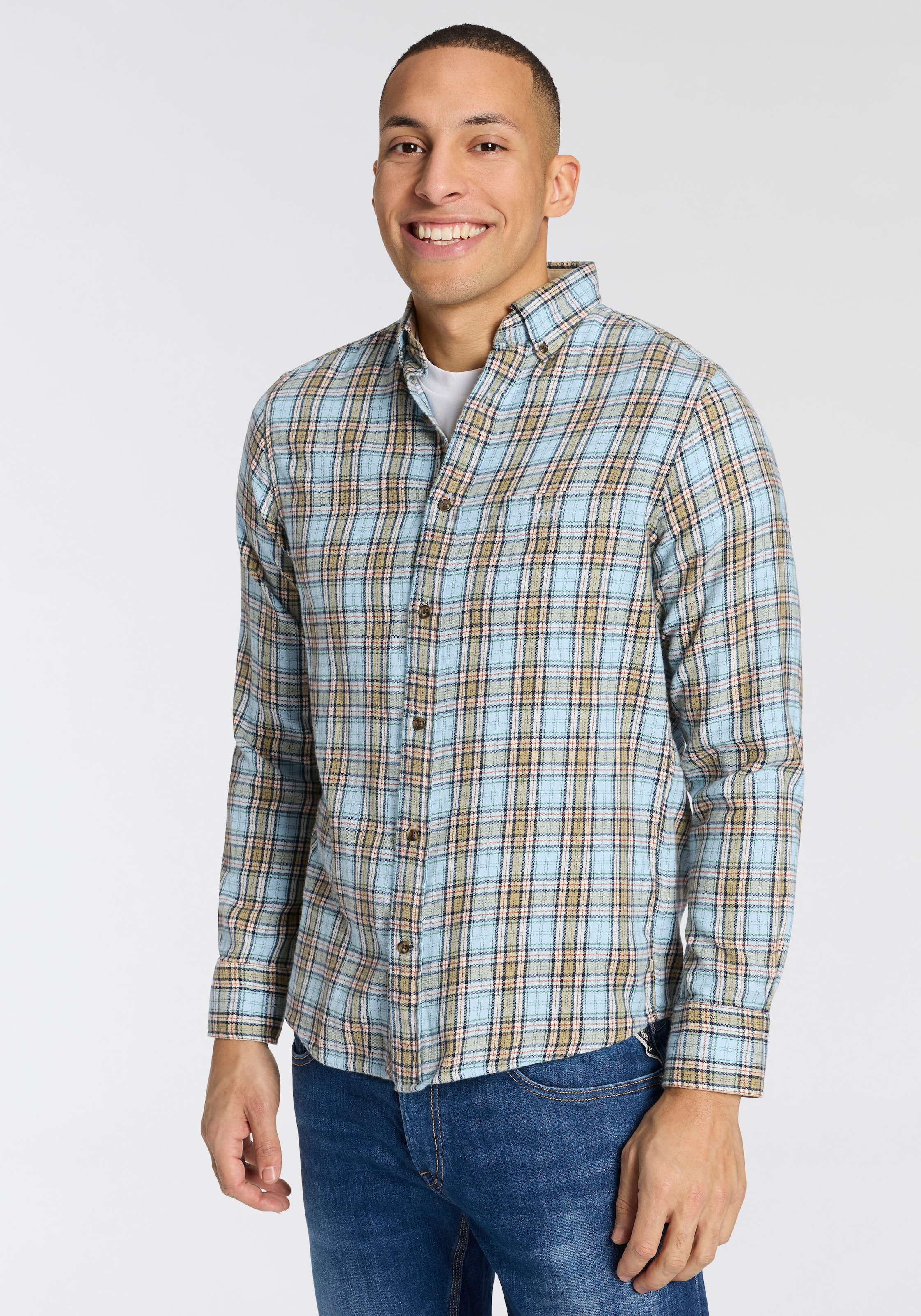 Gant Karohemd "REG WINDBLOWN FLANNEL CHECK SHIRT" Mit Rundhalsausschnitt günstig online kaufen