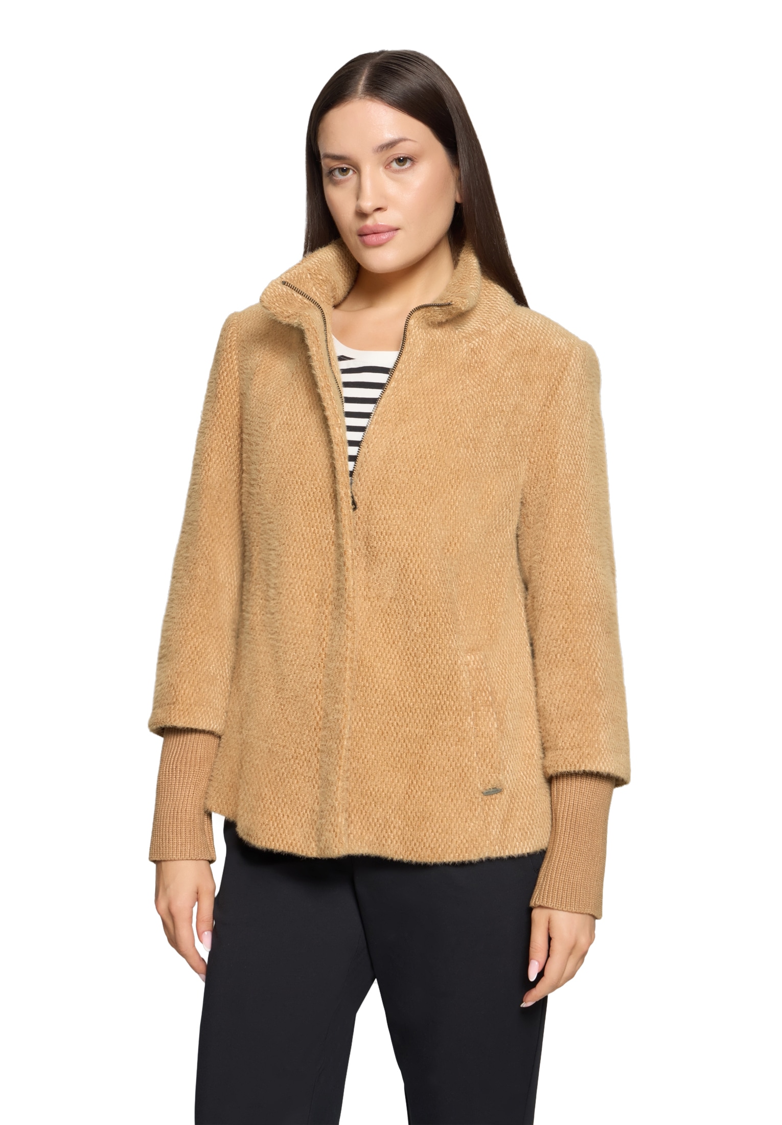 Betty&Co Fellimitatjacke "Damen Kuscheljacke mit Rippbündchen" günstig online kaufen