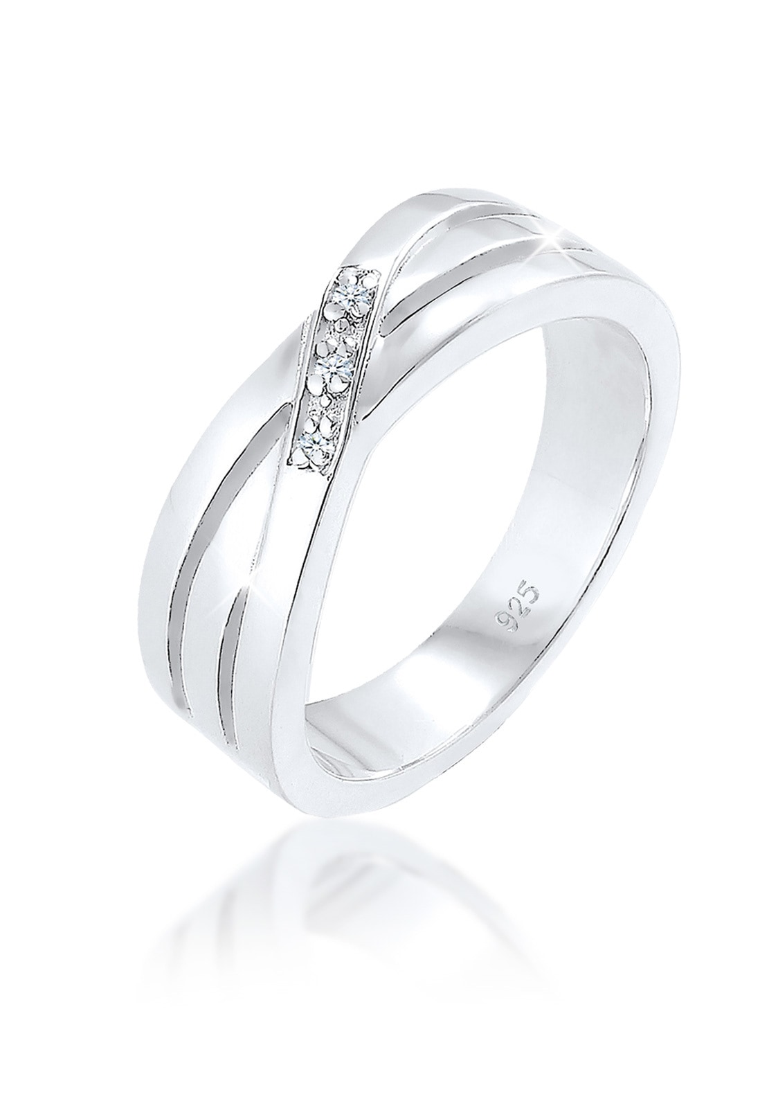 Elli DIAMONDS Verlobungsring »Cross Over Verlobung Diamant 0.015 ct. 925 Silber«