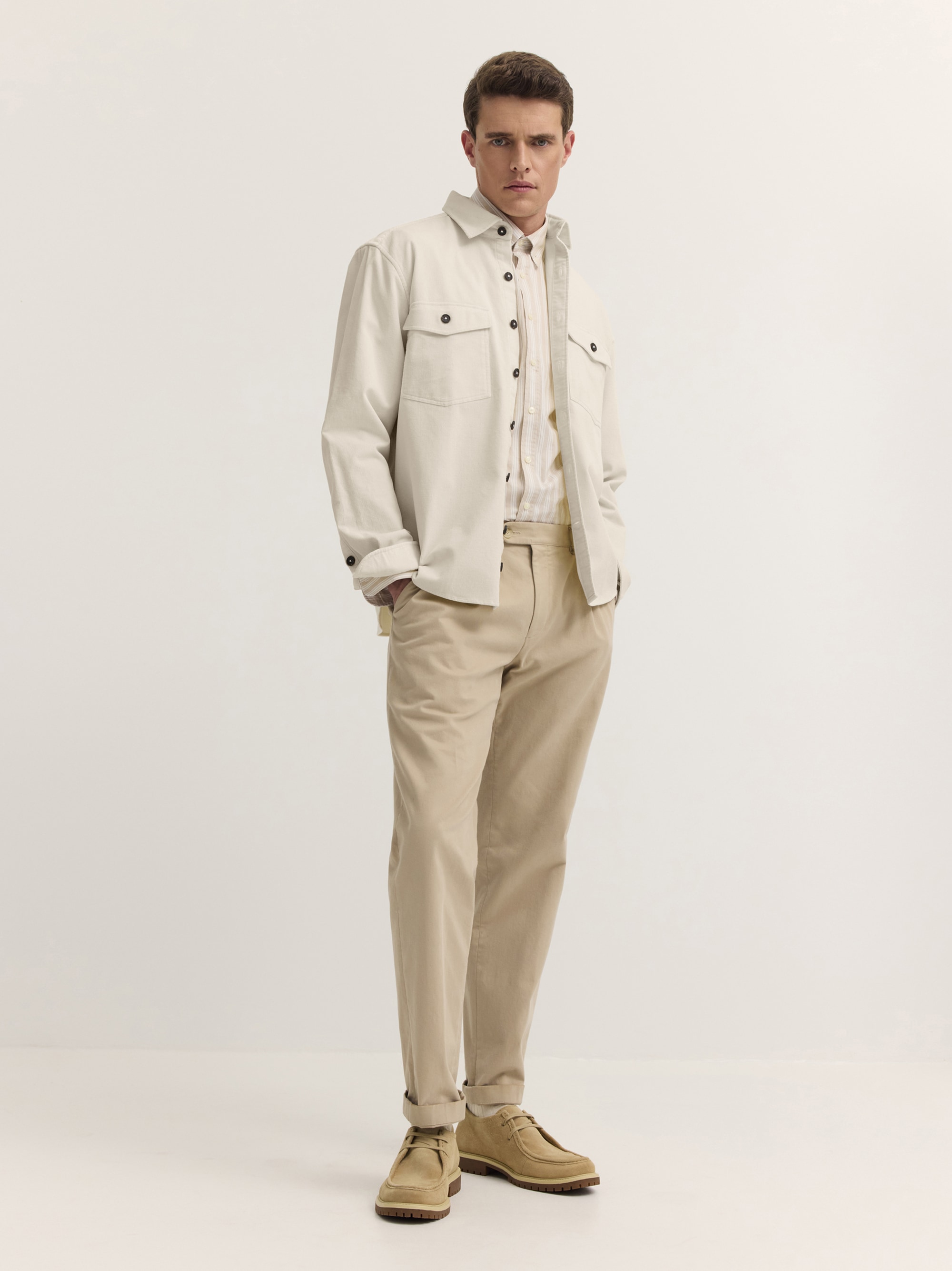 bugatti Langarmhemd »Regular Fit« Regular Fit Cord Overshirt Baumwolle