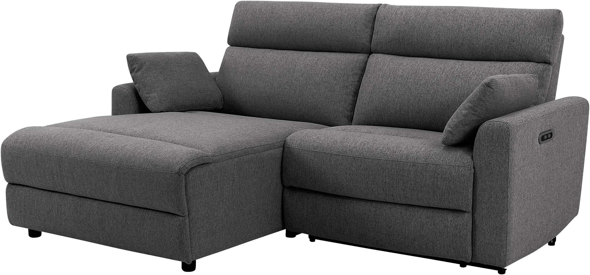 Ecksofa INOSIGN "JENNA L-Form, 209cm - OTTO. Verlässliche Qualität.", grau (anthrazit), B:209cm H:100,5cm T:163cm, Webstoff 100% Polyester, Sofas, Ecksofa, manuelle o. elektrische Relaxfunktion, USB A/C, Struktur fein. 8