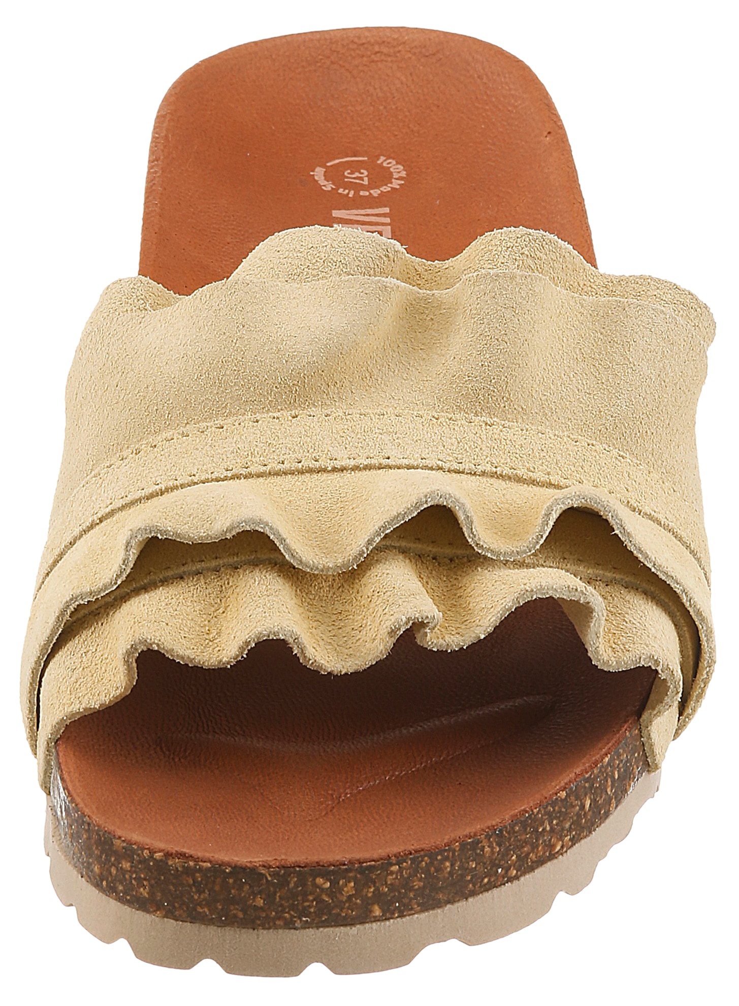 VERBENAS Pantolette »Rocio Roda«  Sommerschuh, Flat mit geschwungenen Laschenstoff