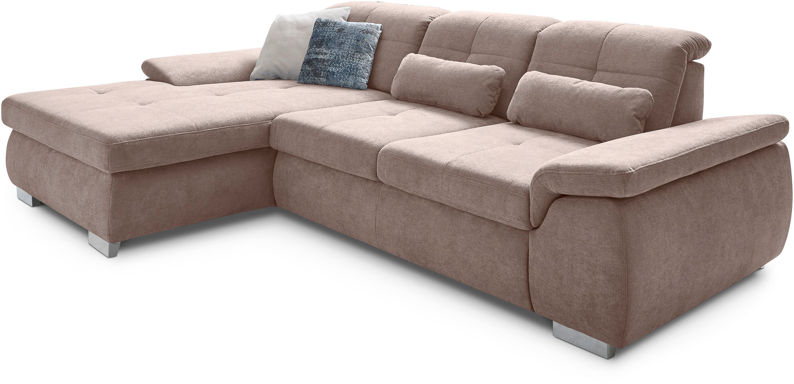 Die PlanBar Ecksofa "MP-IN16037 L-Form, Breite 289 cm, mit Kaltschaum-Polsterung" mit Sitztiefenverstellung & Zierkissen