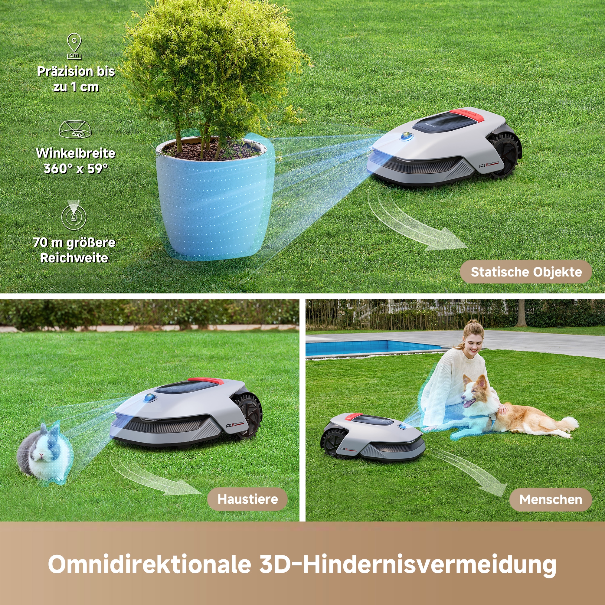Dreame Rasenmähroboter »Mower A1 Pro«, (Set), präzise Navigation, U-förmige Mähstrategie, duales Kartenmanagement
