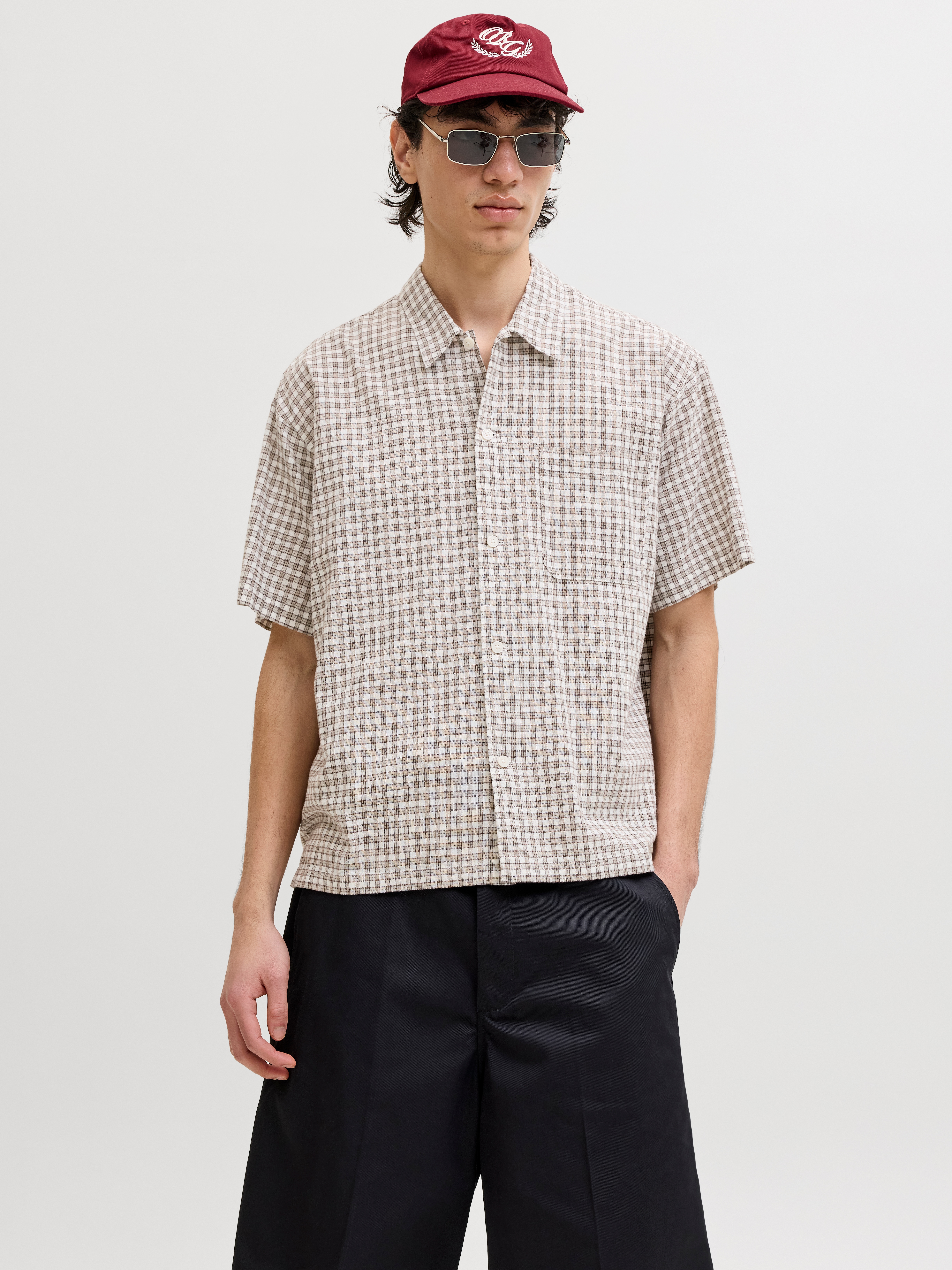 Jack & Jones Kurzarmhemd "JORRIVIERA LINEN BLEND SHIRT SS LN" Baumwollmischung, regular fit