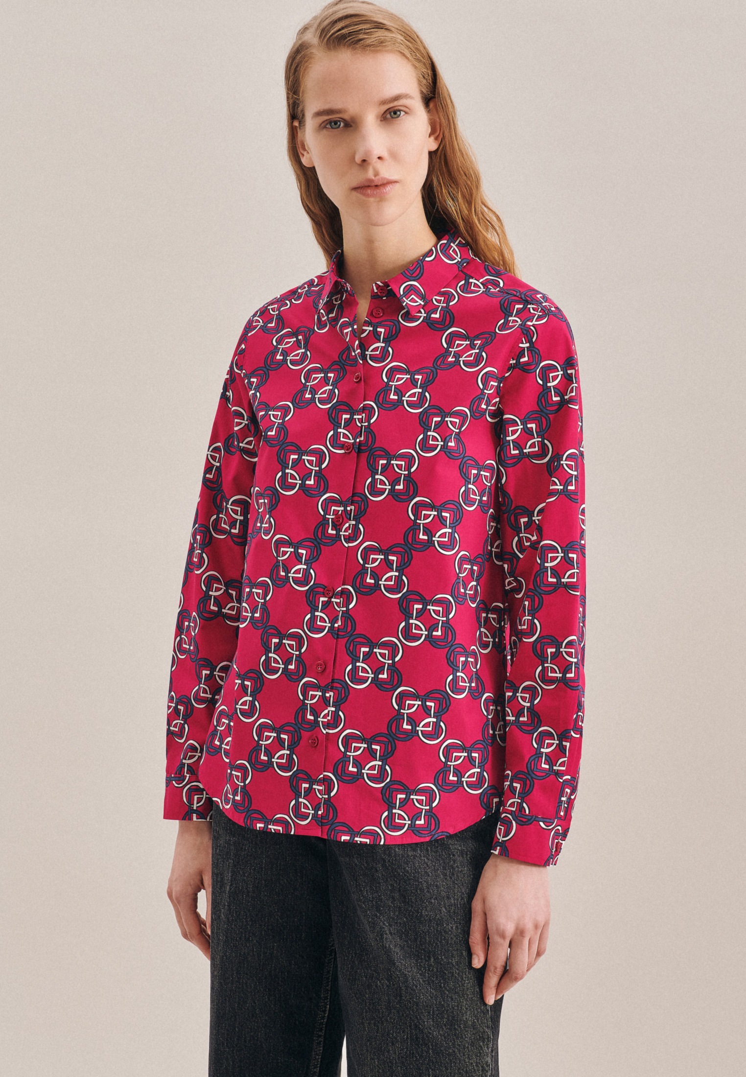 seidensticker Hemdbluse »Schwarze Rose«, Langarm Kragen Druck kaufen
