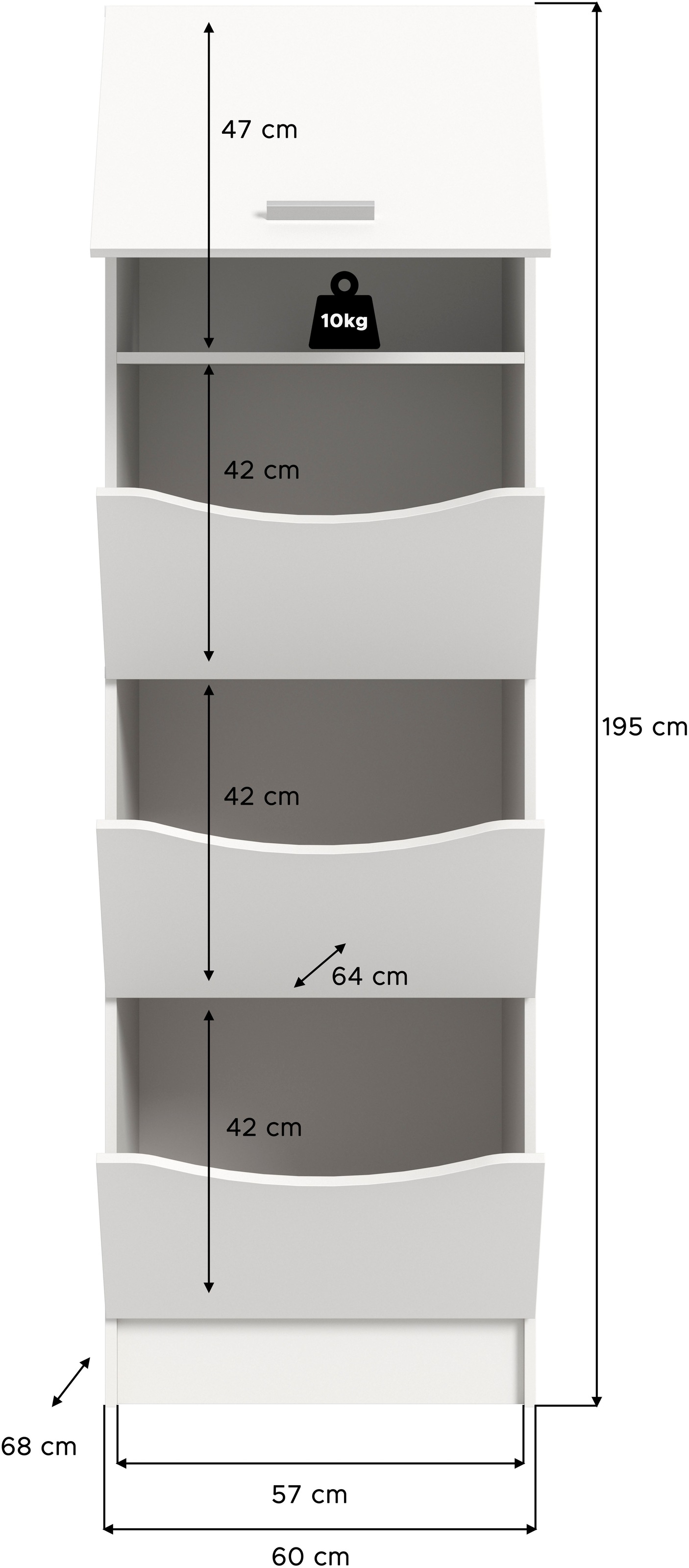 welltime Wäscheschrank »FALAS, TOPSELLER!, Höhe 195 cm, 4 Klappen, Wäscheorganizer«, (1 St., in verschiedenen Farben erhältlich), Universalschrank, Mehrzweckschrank, Badezimmer, Hauswirtschaftsschrank