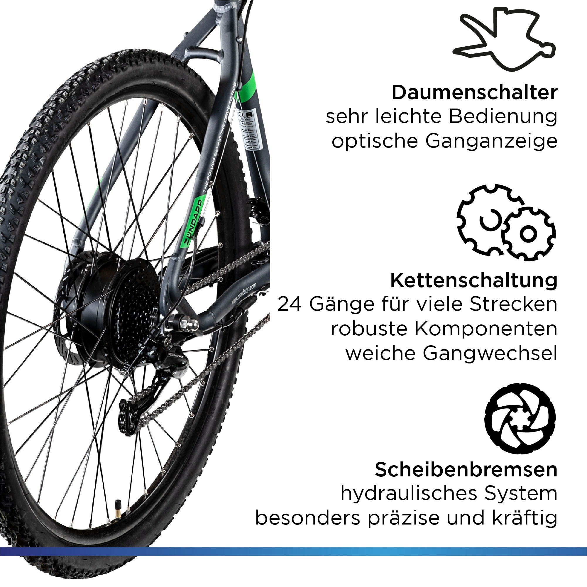 Zündapp E-Bike »Z808«, 24 Gang, Heckmotor 250 W, Pedelec, Elektrofahrrad für Damen u. Herren, MTB