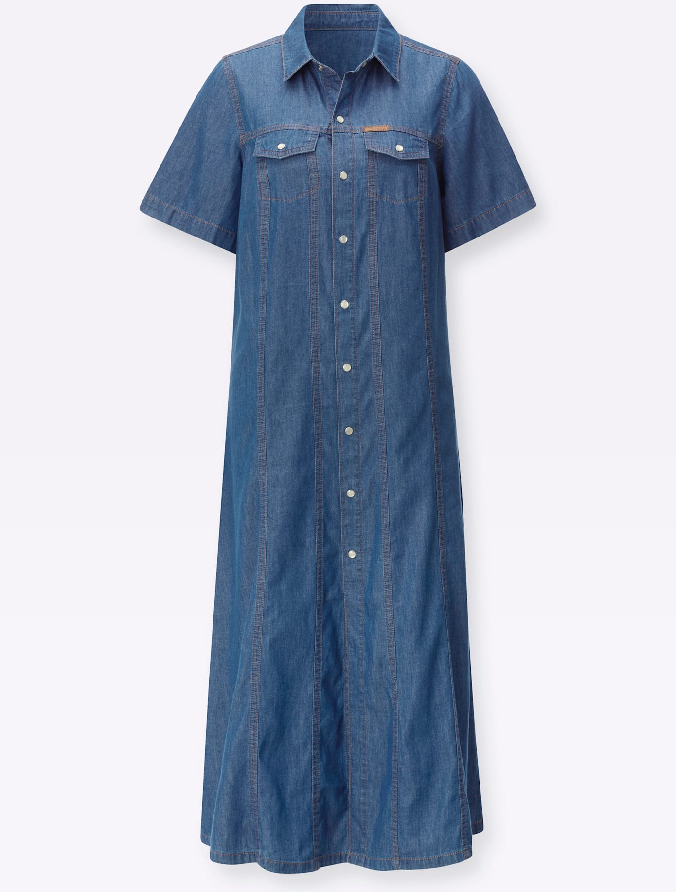 Jeanskleid CASUAL LOOKS "Jeans-Kleid", Damen, Gr. 40, Normalgrößen, blau, stone, washed, Denim/Jeans, 100% Baumwolle, unifarben, wadenlang, Kleider 3