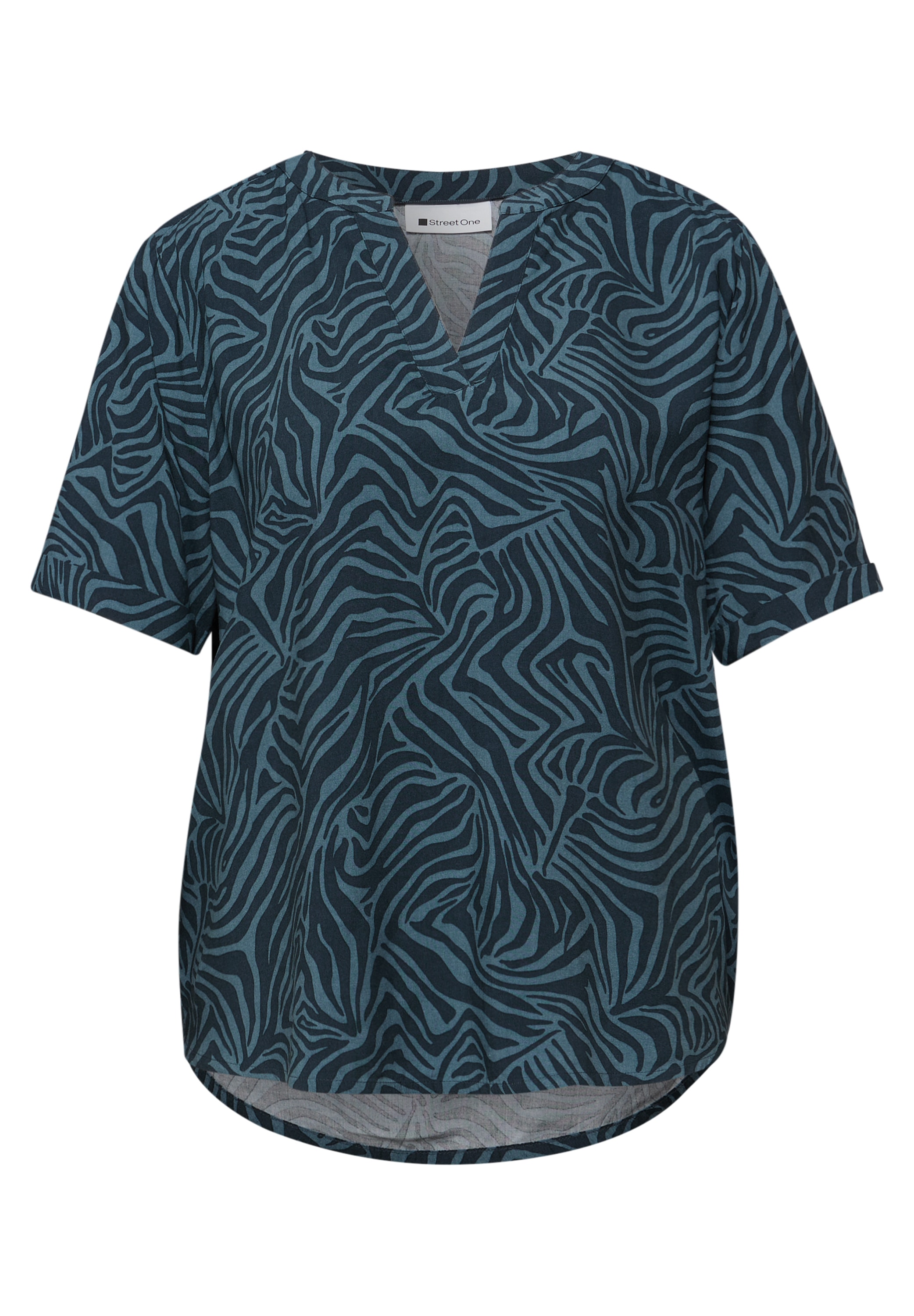 STREET ONE Hemdbluse mit geschlitztem Rundhalsausschnitt