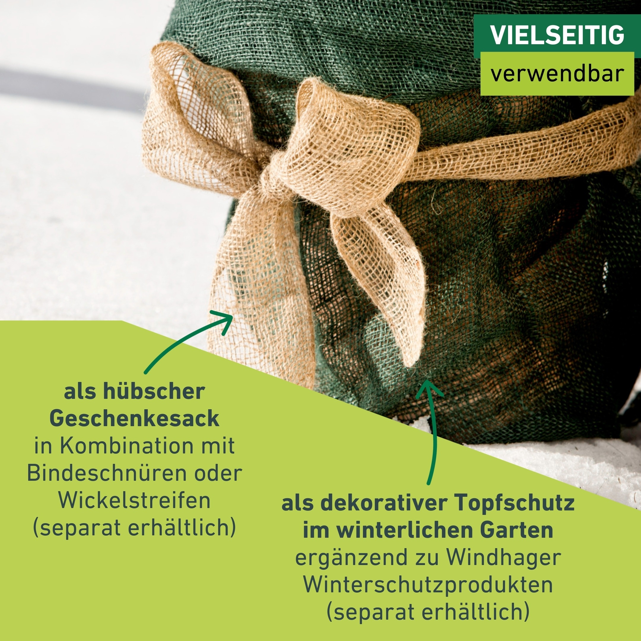 Windhager Winterschutzvlies »Jute-Sack, Gartensack aus robustem Vlies« Befestigungsband inklusive, 70x100 cm, erhältlich in grün oder rot