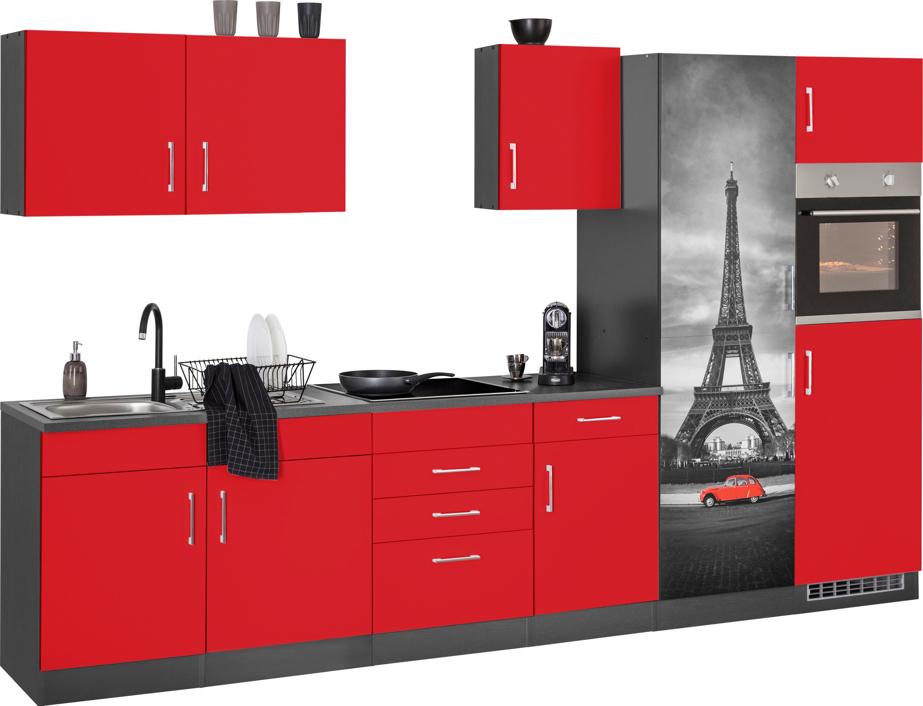 Thumbnail - KOCHSTATION Küchenzeile "KS-Paris – Küchen mit einzigartigen Fotomotiven auf den Fronten" ohne E-Geräte, Breite 330 cm