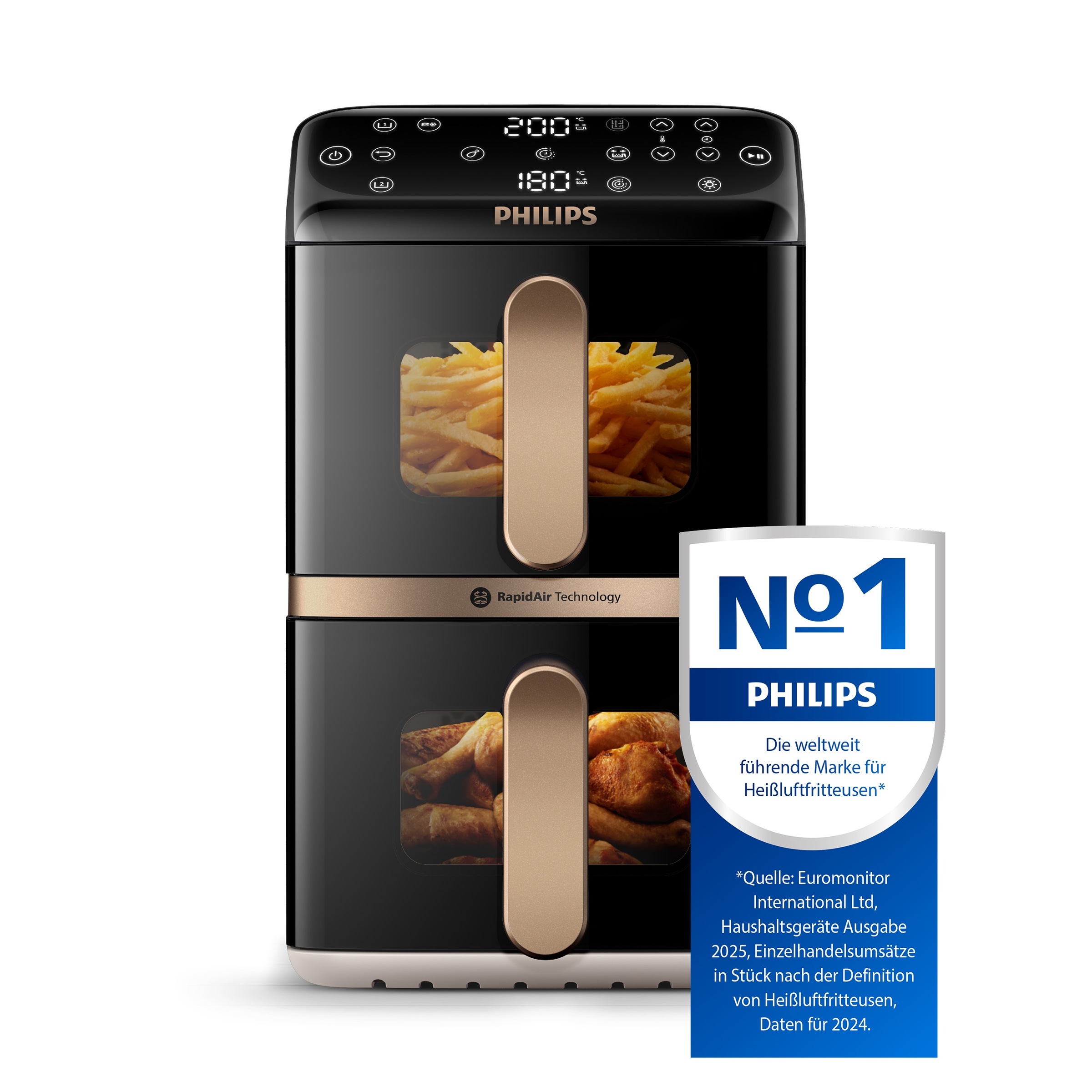 Philips Heißluftfritteuse "NA462/70 4000 Series Stacked Dual Basket und 10L günstig online kaufen