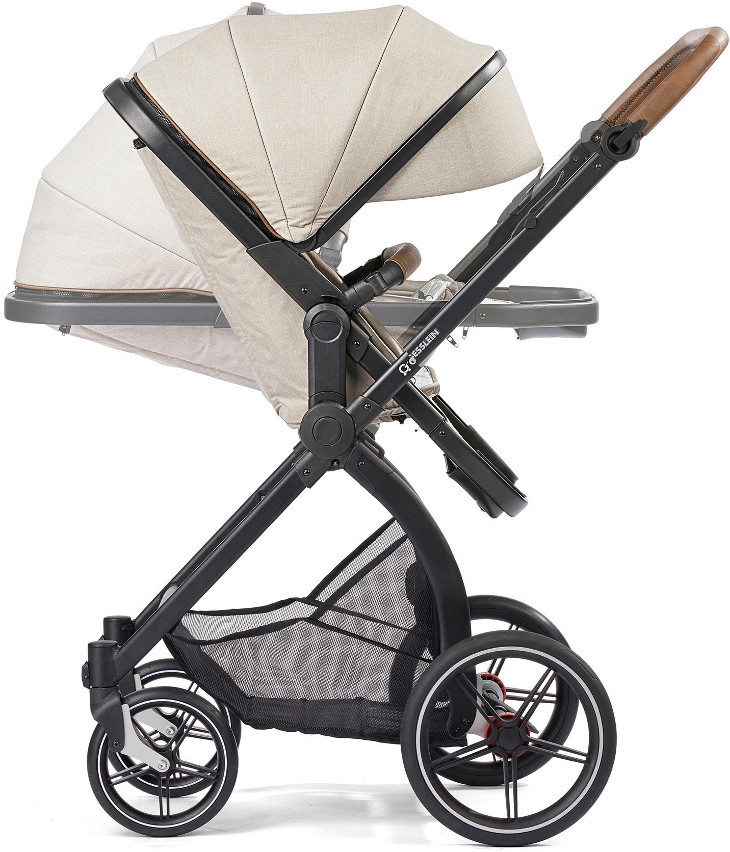 Gesslein Kombi-Kinderwagen »FX4 Soft+ mit Aufsatz Life, schwarz/cognac, eisblau«, mit Babywanne C3 und Babyschalenadapter