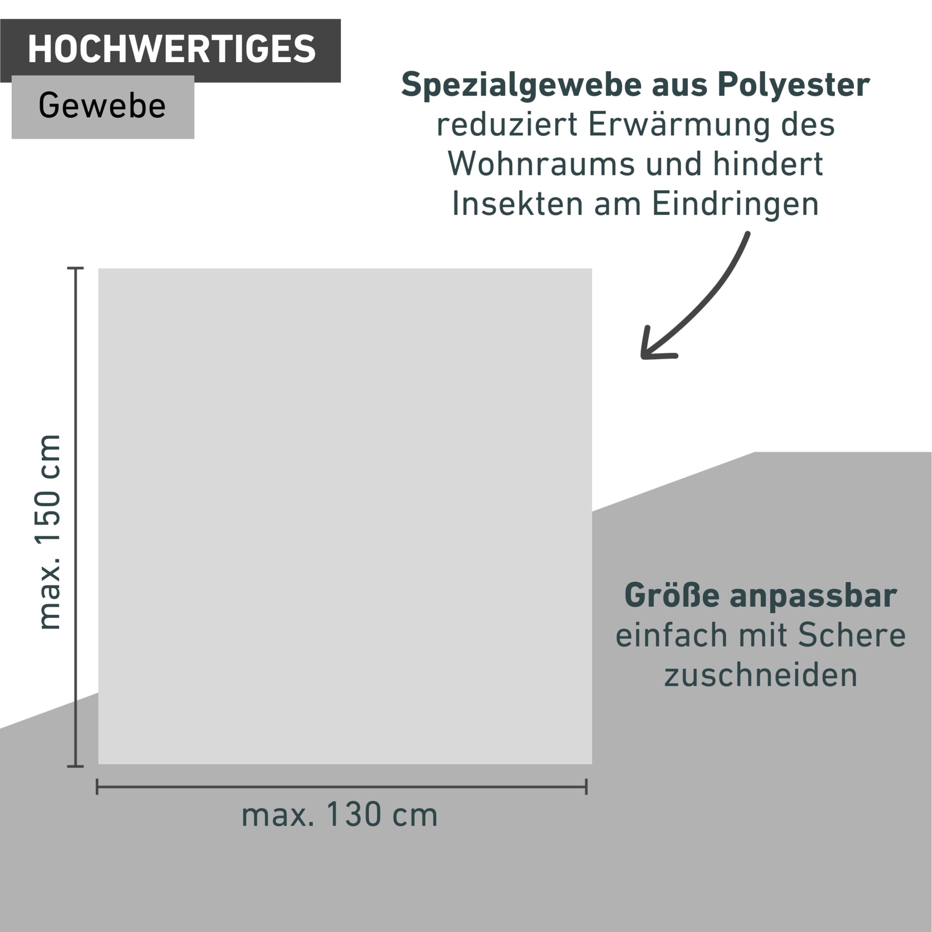 Windhager Insektenschutzrollo »für Dachfenster mit Reißverschluss, COOL Sonnenschutz Fliegengitter« transparent ohne Bohren reflektierender Insektenschutz ohne bohren, 130 x 150 cm, anthrait