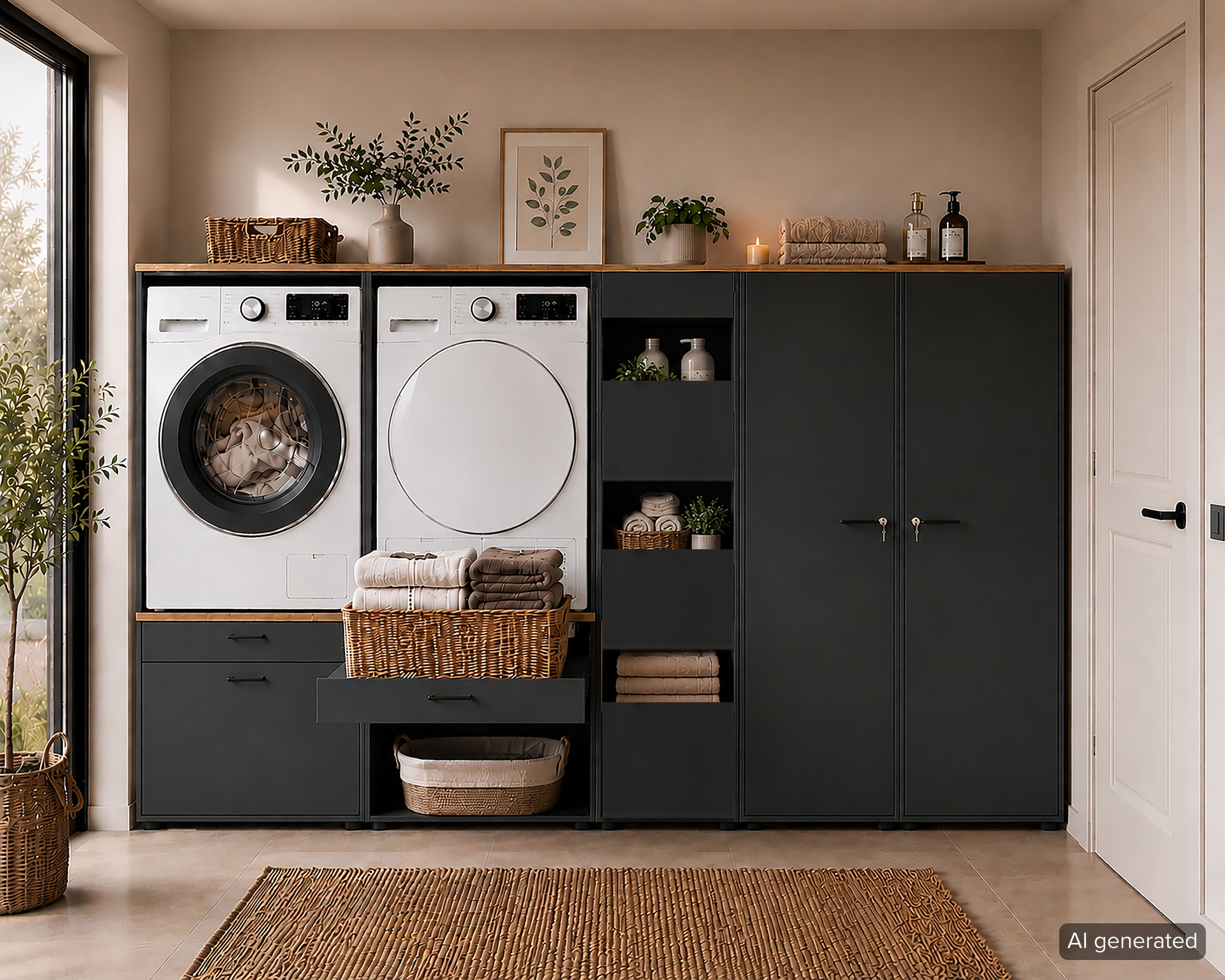 Schildmeyer Waschmaschinenumbauschrank »Solea, mit praktischem Auszug, Breite 67 cm, Made in Germany« 1 Stk. tlg. praktischer Auszug zum Abstellen eines Wäschekorbs, Made in Germany