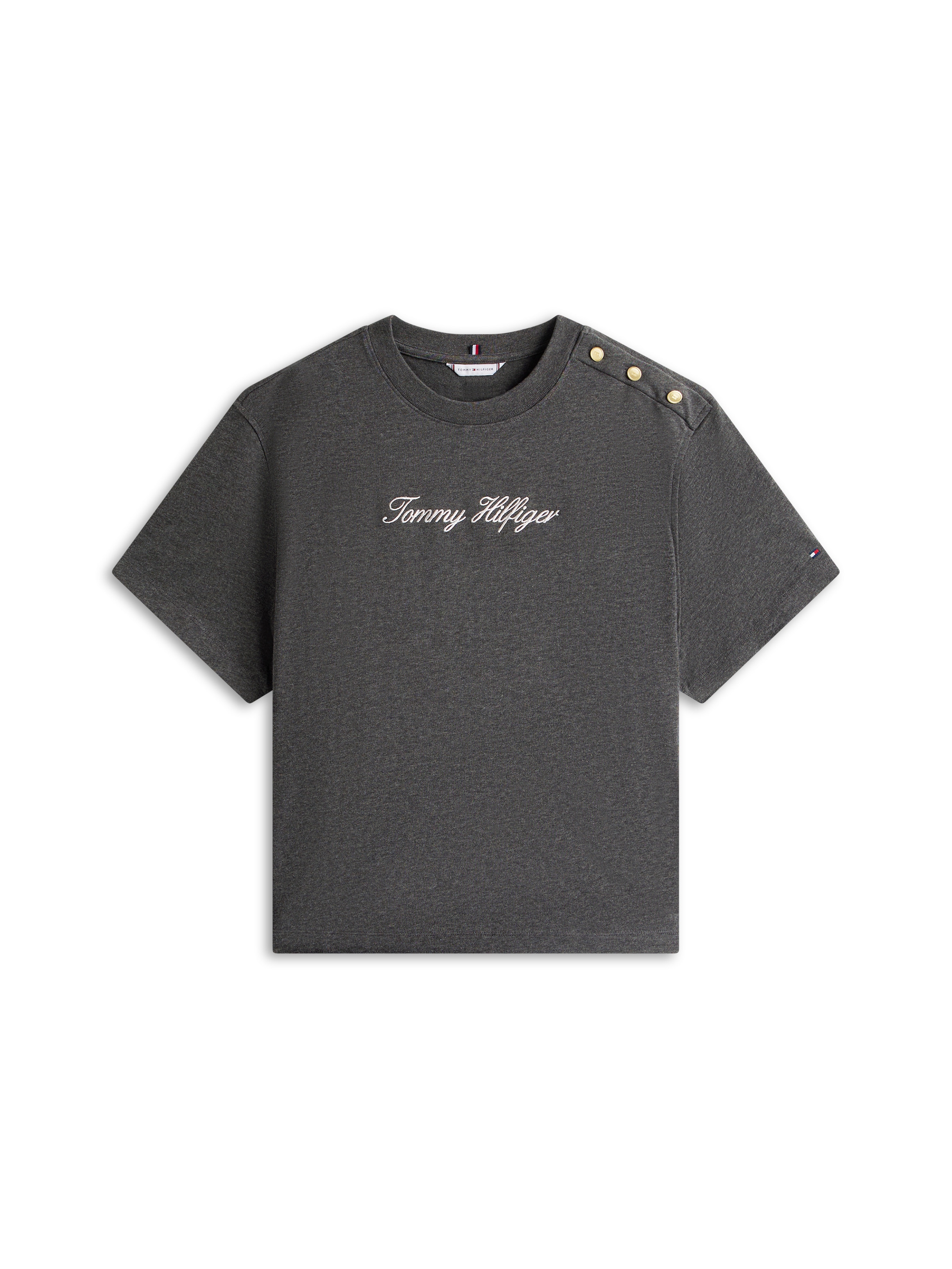 Tommy Hilfiger Curve Kurzarmshirt »CRV GOLD BTN SCRIPT MDRN SS TEE«