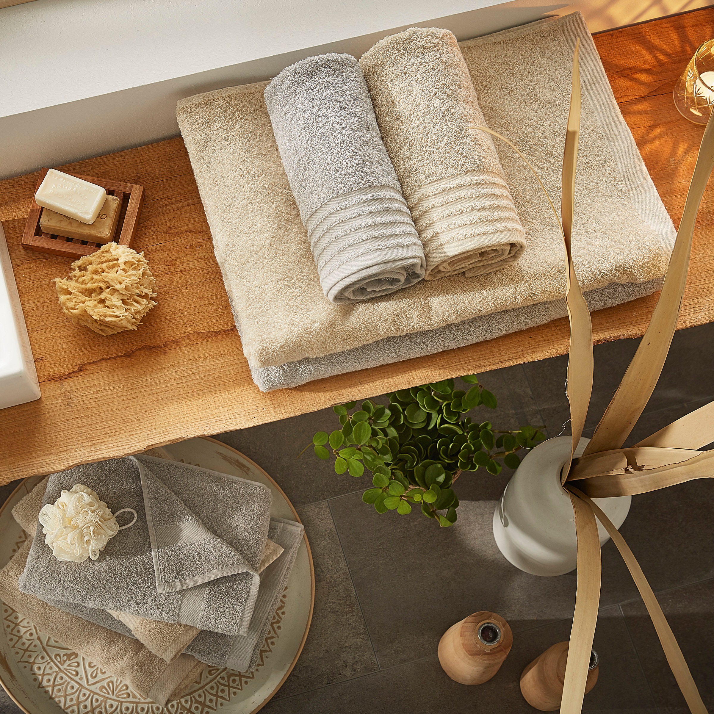 Dyckhoff Handtuch Set "Deep Harmony Comfort" Set 3 Stk. Frottier 15% Hanf;2 günstig online kaufen