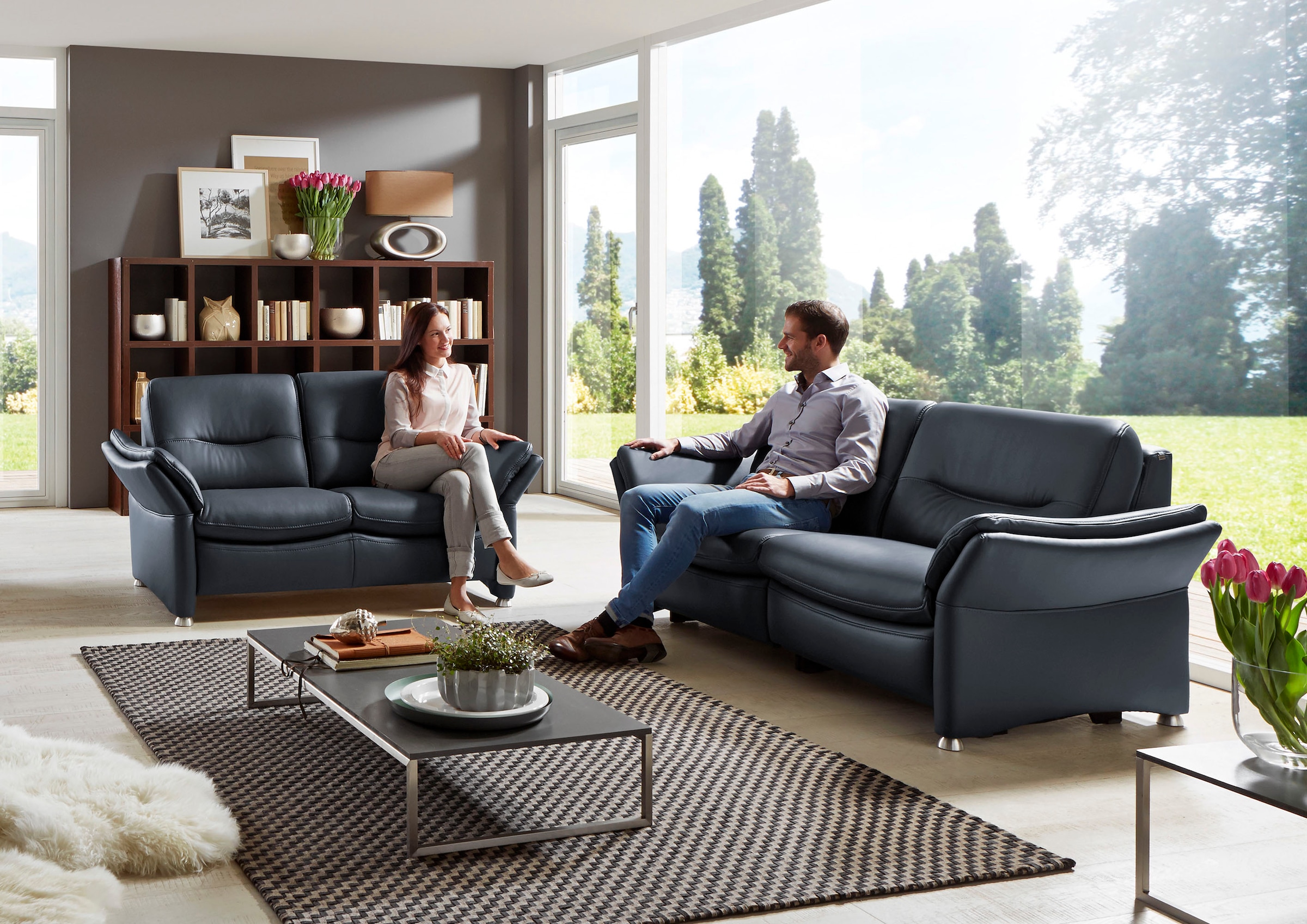 HUKLA 2,5-Sitzer »HU-SF15058 Ledersofa, Breite 194 cm«, aus Leder, optional Kopfstütze u. WallAway-Funktion