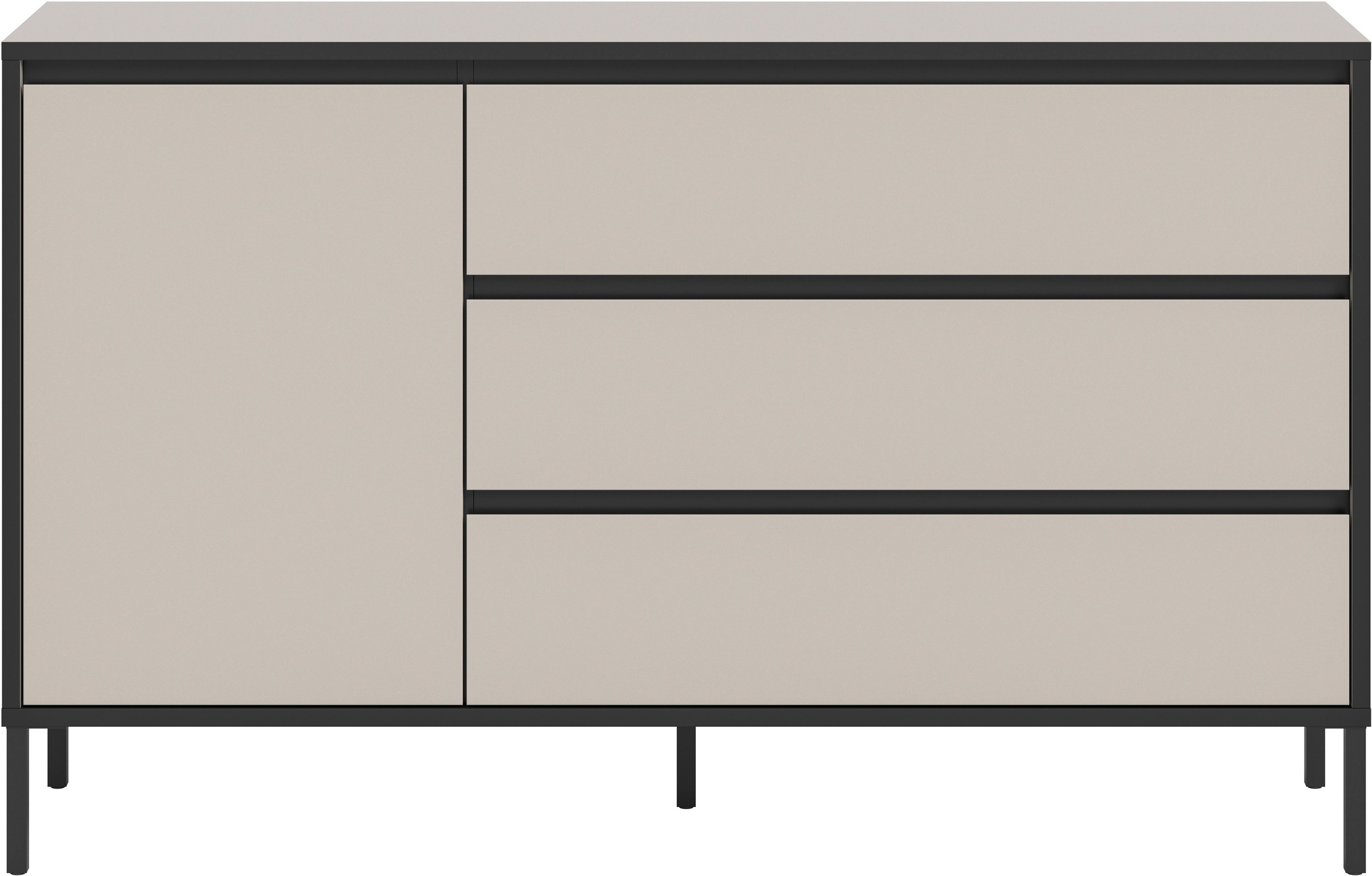 INOSIGN Sideboard »NORT, Breite: 136cm, mit Metall Stabfuß, 1 Tür, 3 Schubkästen«, Anrichte, Kommode, Schrank, Board, Higboard