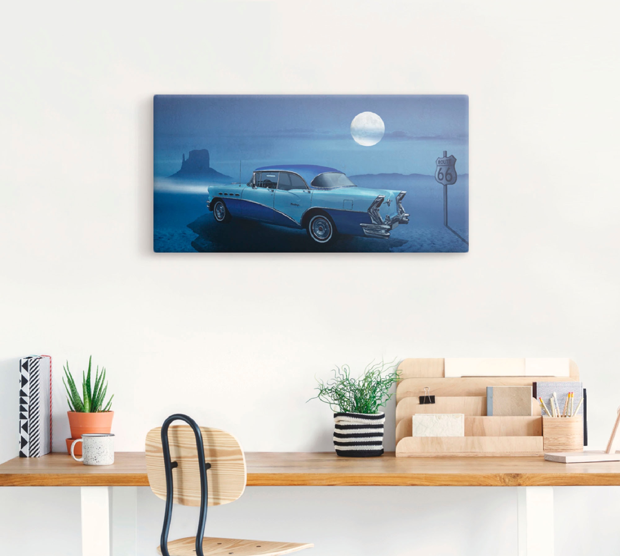 Artland Wandbild »Blaue Nacht auf der Route 66«, Auto, (1 St.), als Leinwandbild, Poster in verschied. Größen