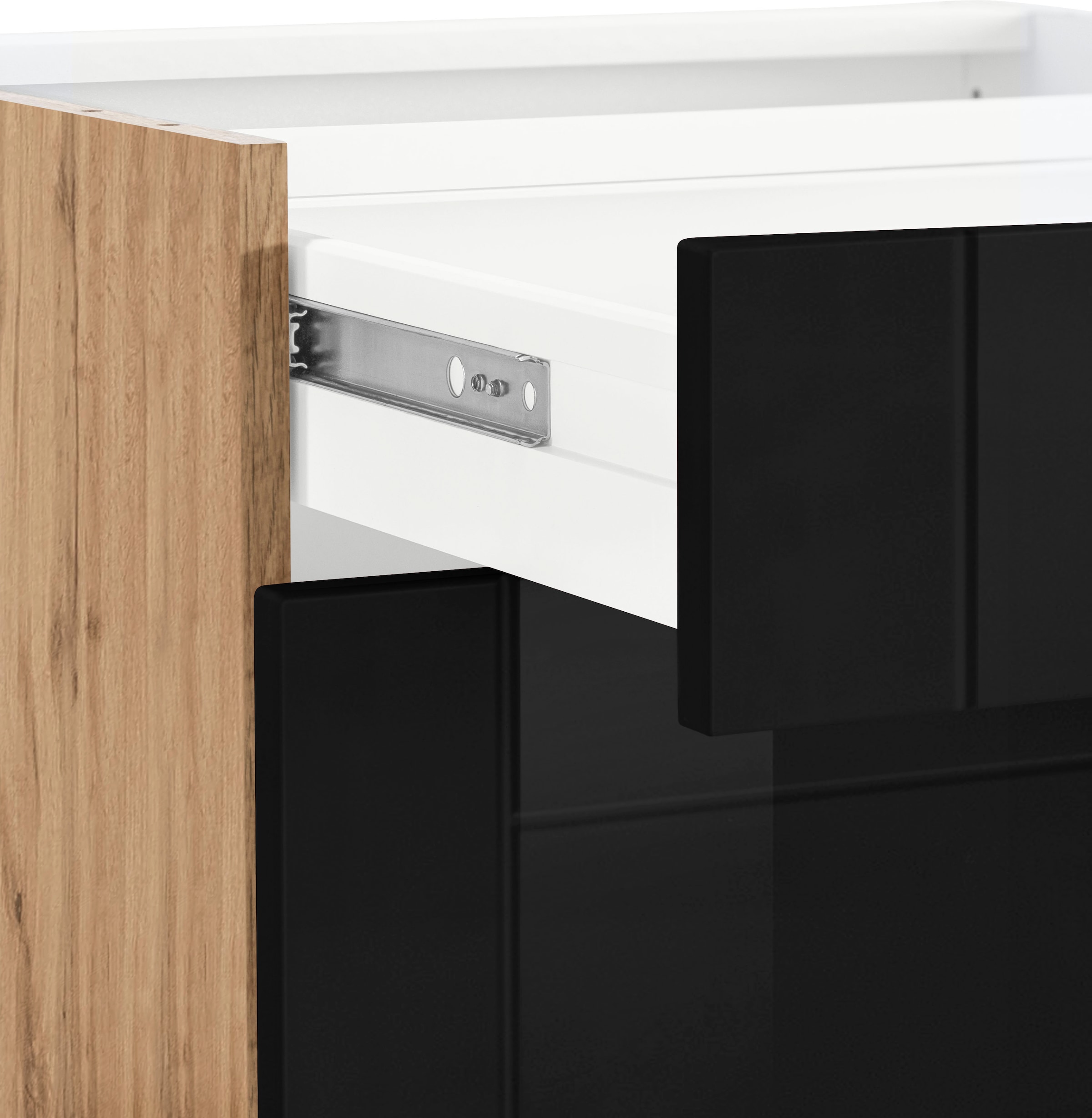 KOCHSTATION Auszugsunterschrank »KS-Tinnum«, 60 cm breit, MDF-Fronten, Metallgriff, 1 Schubkasten, 2 Auszüge