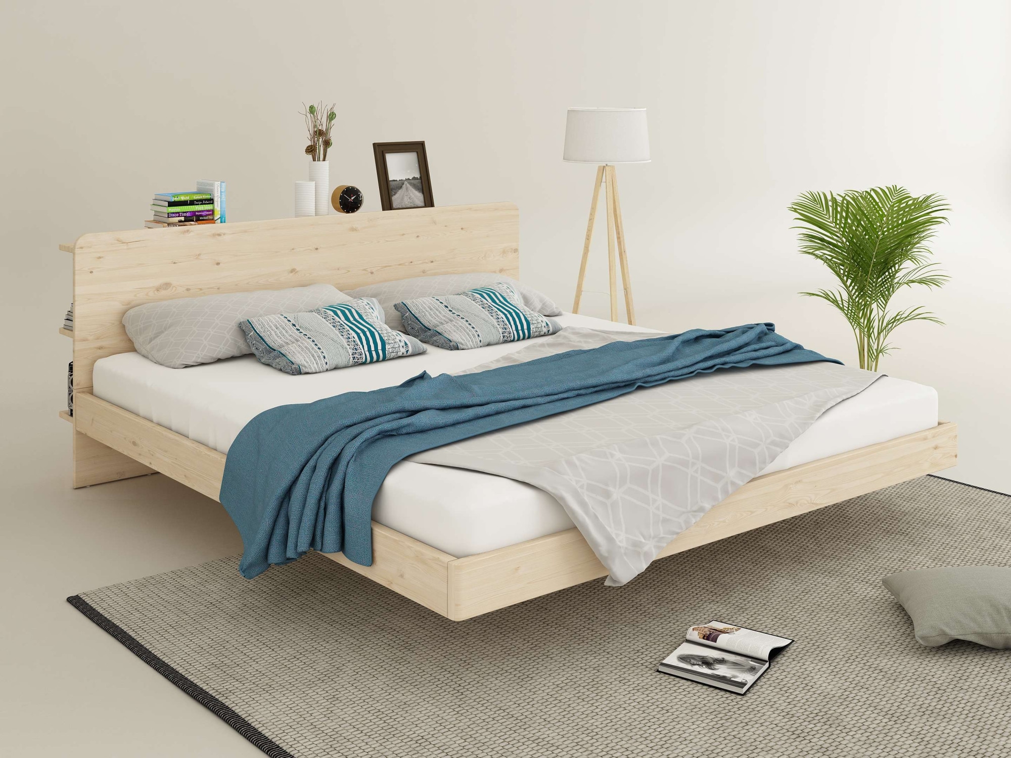 Home affaire Massivholzbett "Amaliah Schwebebett, versteckte Regale hinter günstig online kaufen