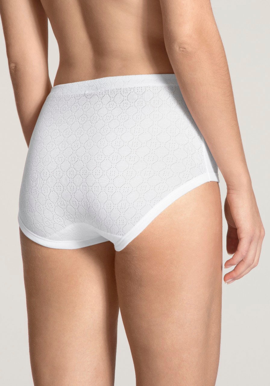 Taillenslip CALIDA "Iconics", Damen, Gr. 48, weiß, Feinripp, Obermaterial: 100% Baumwolle, unifarben, normal, Unterhosen Taillenslip, Ajour-Muster, Feinripp-Qualität, Baumwolle, elastischer Bund 5