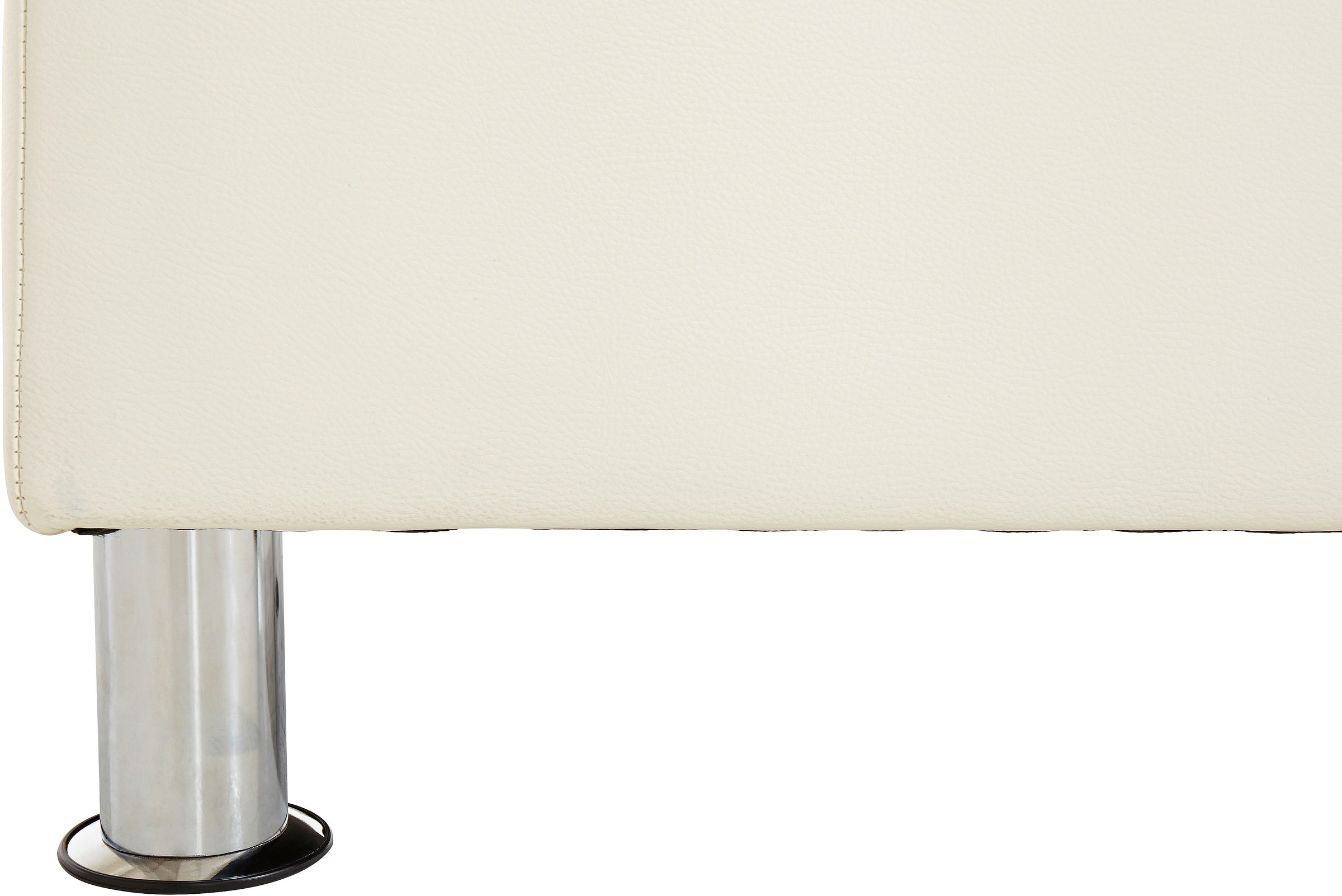 TRENDMANUFAKTUR Hocker »Rondo, Polsterhocker zur Serie, Breite 67 cm, Füße chromfarben«, Fußhocker wahlweise mit Federkern, in verschiedenen Bezügen bestellbar