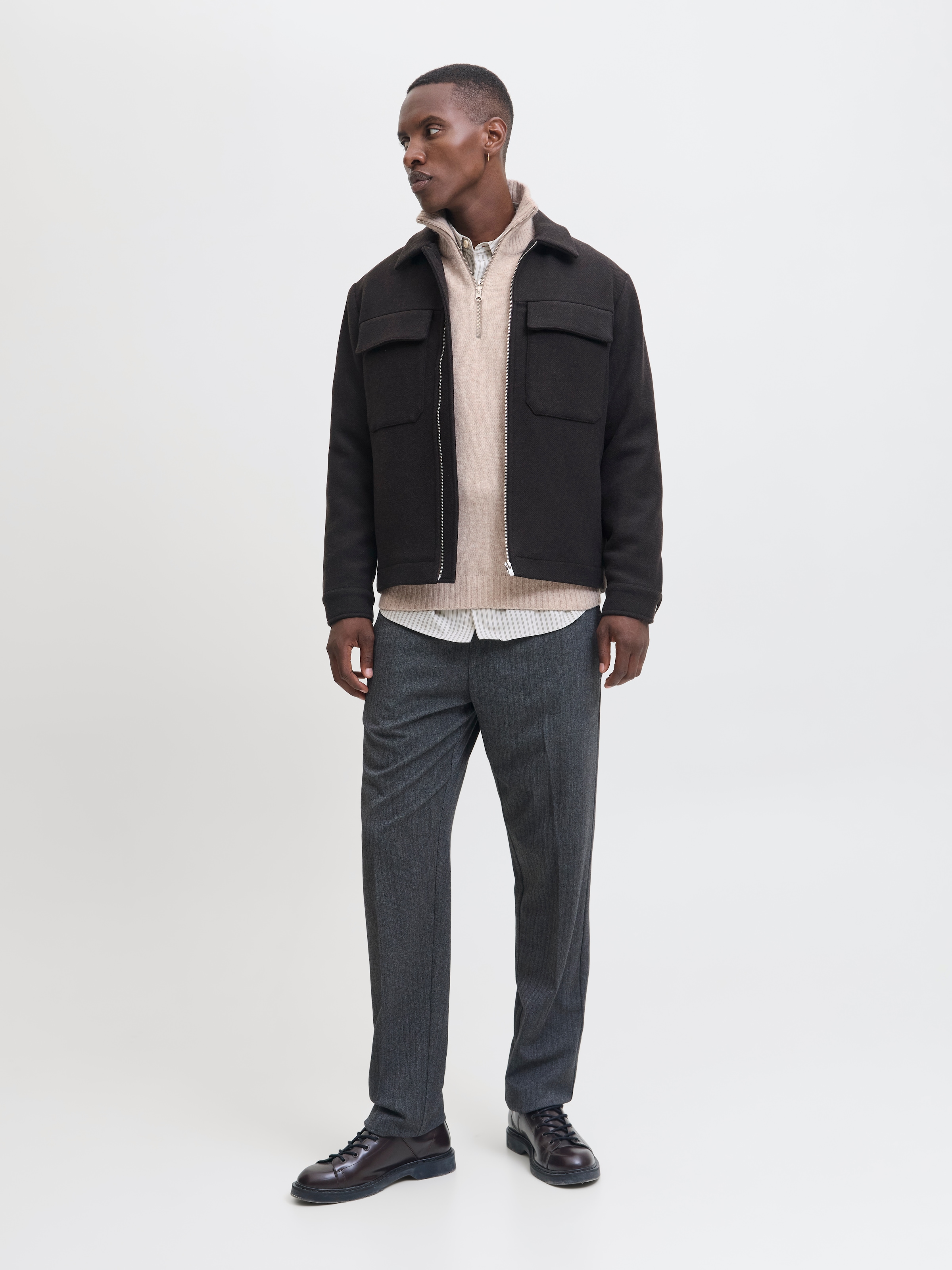 Jack & Jones Troyer »JJESOHO OLLIE KNIT HALF ZIP SN« Materialmix, relaxed fit