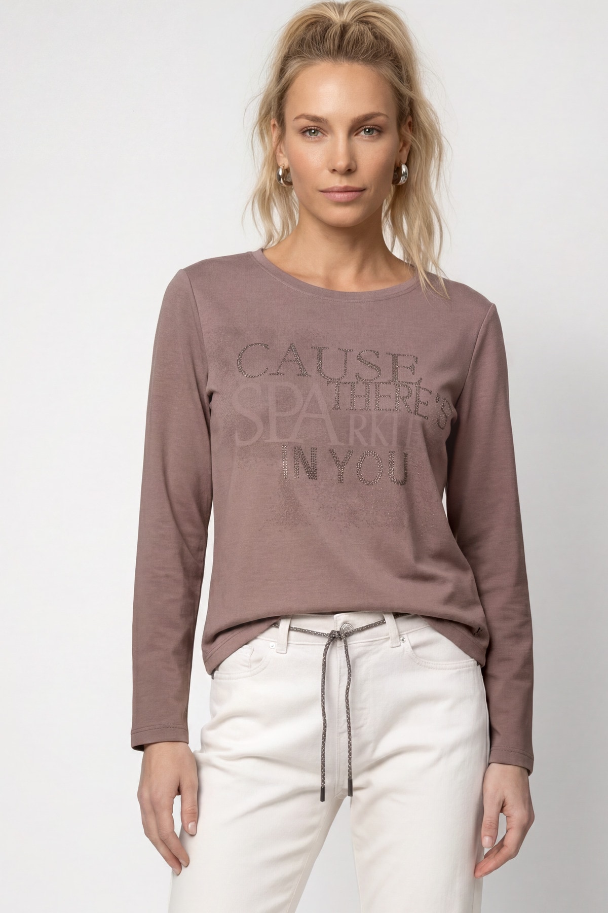 Monari Sweatshirt "Sweatshirt Schmuck Schrift", Regular fit mit Rundhalsausschnitt