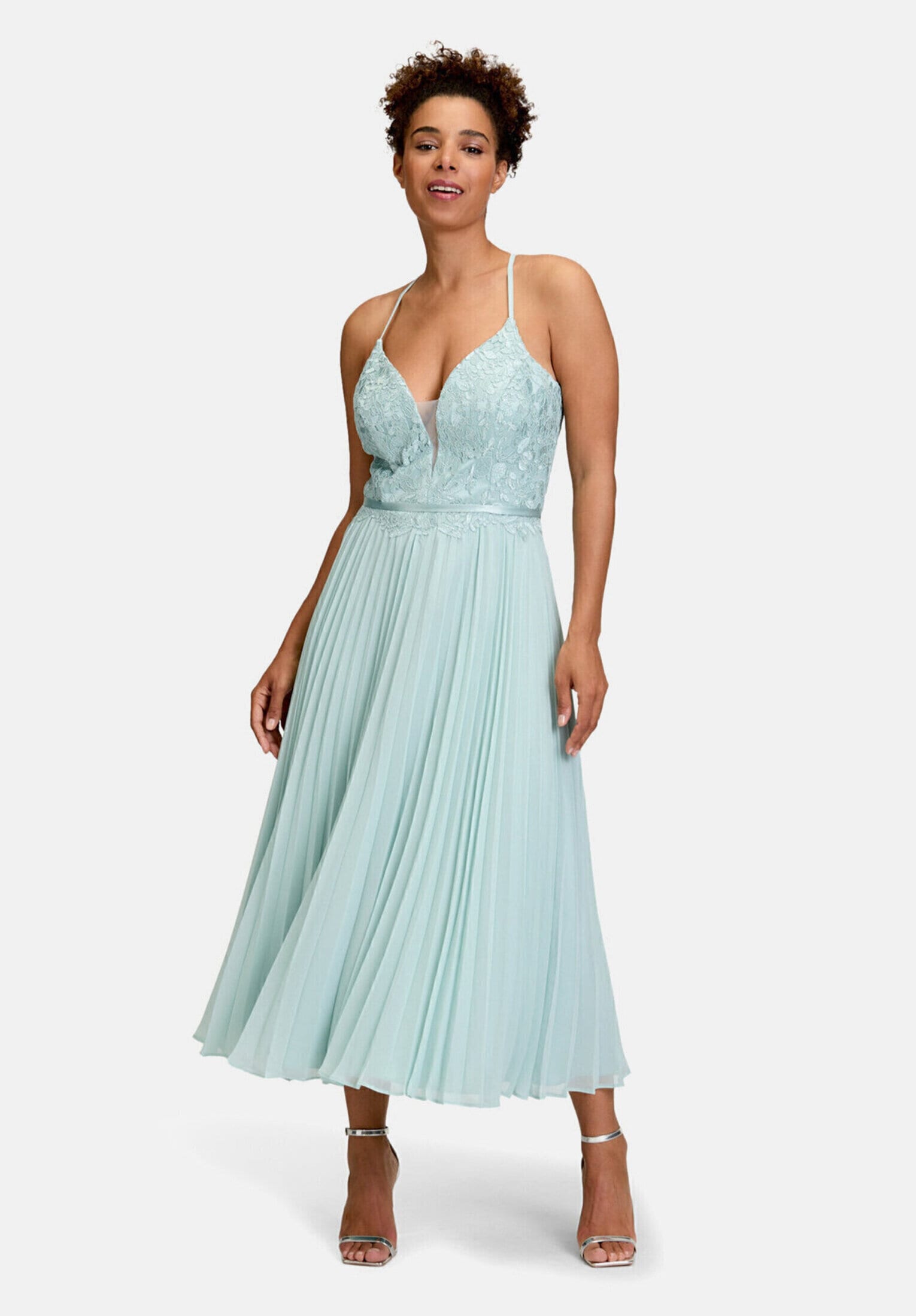 Vera Mont Abendkleid »Damen mit Stickerei« Ohne Tasche Plissee