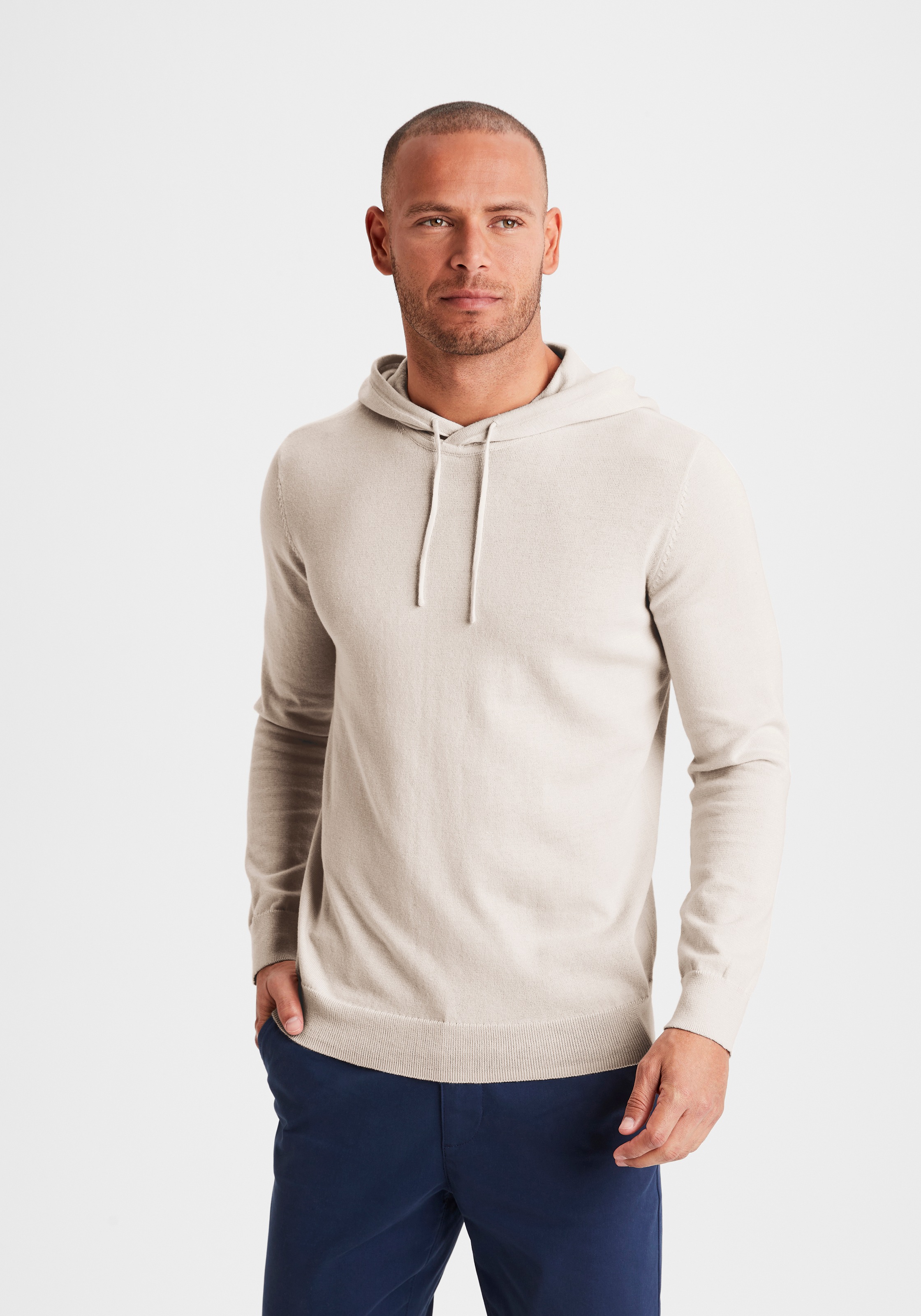 H.I.S Hoodie ", Strickpullover mit Kapuze", Feinstrick aus pflegeleichter Baumwollmischung