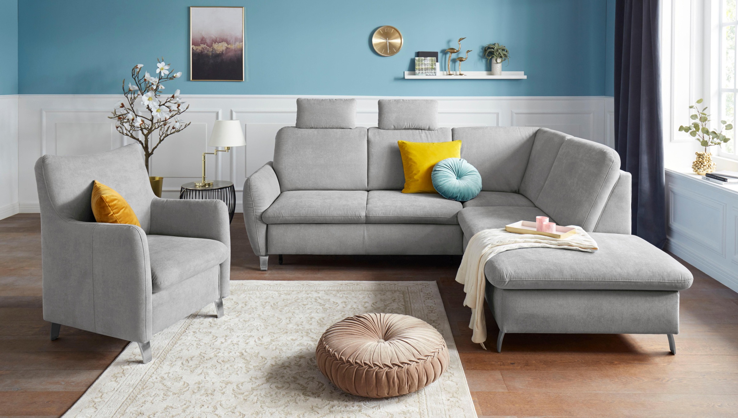 sit&more Ecksofa »Daytona L-Form«, mit Federkern, zwei Kopfstützen und wahlweise mit Bettfunktion