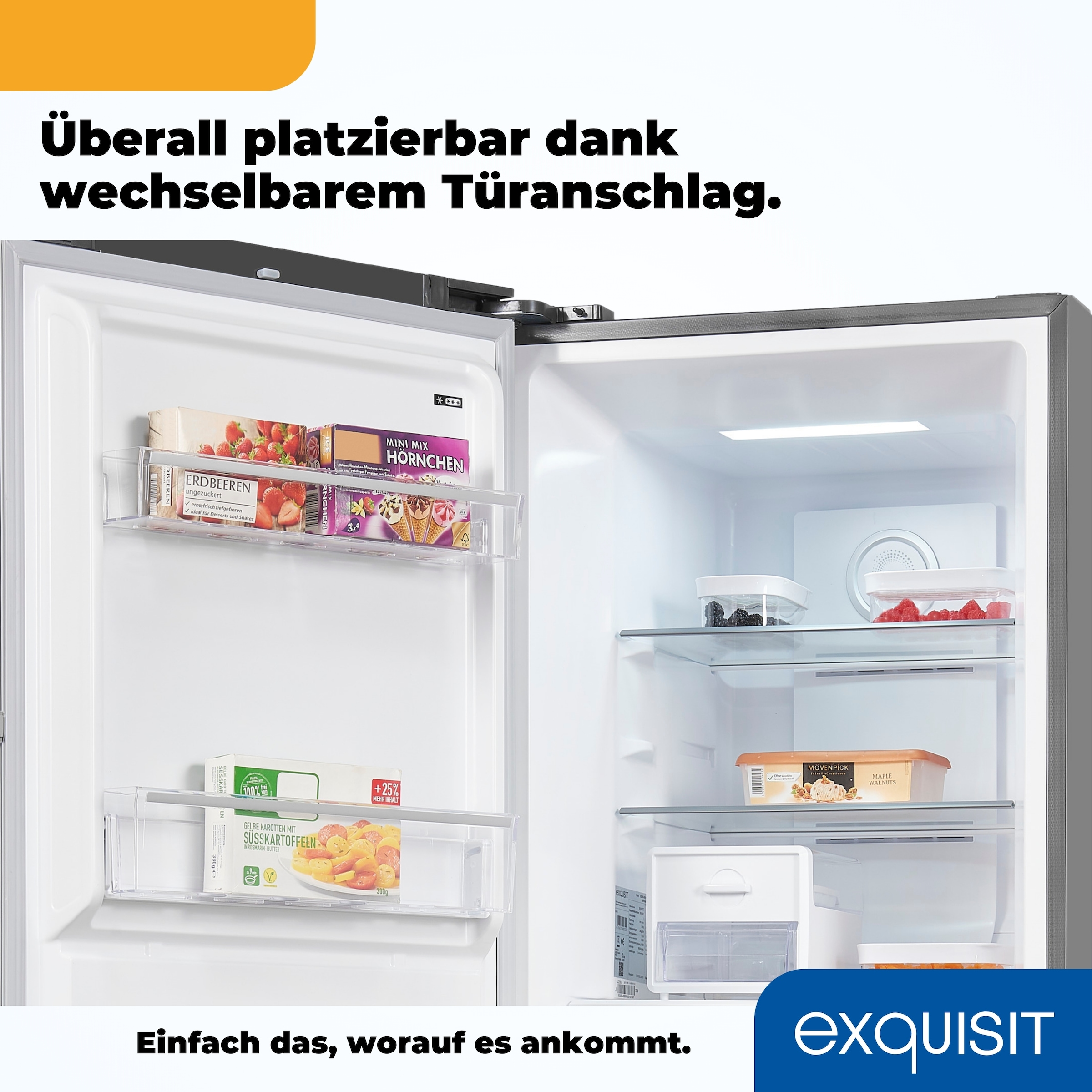 exquisit Gefrierschrank »GS295--H-040E inoxlook«, 185 cm hoch, 60 cm breit, Türanschlag wechselbar