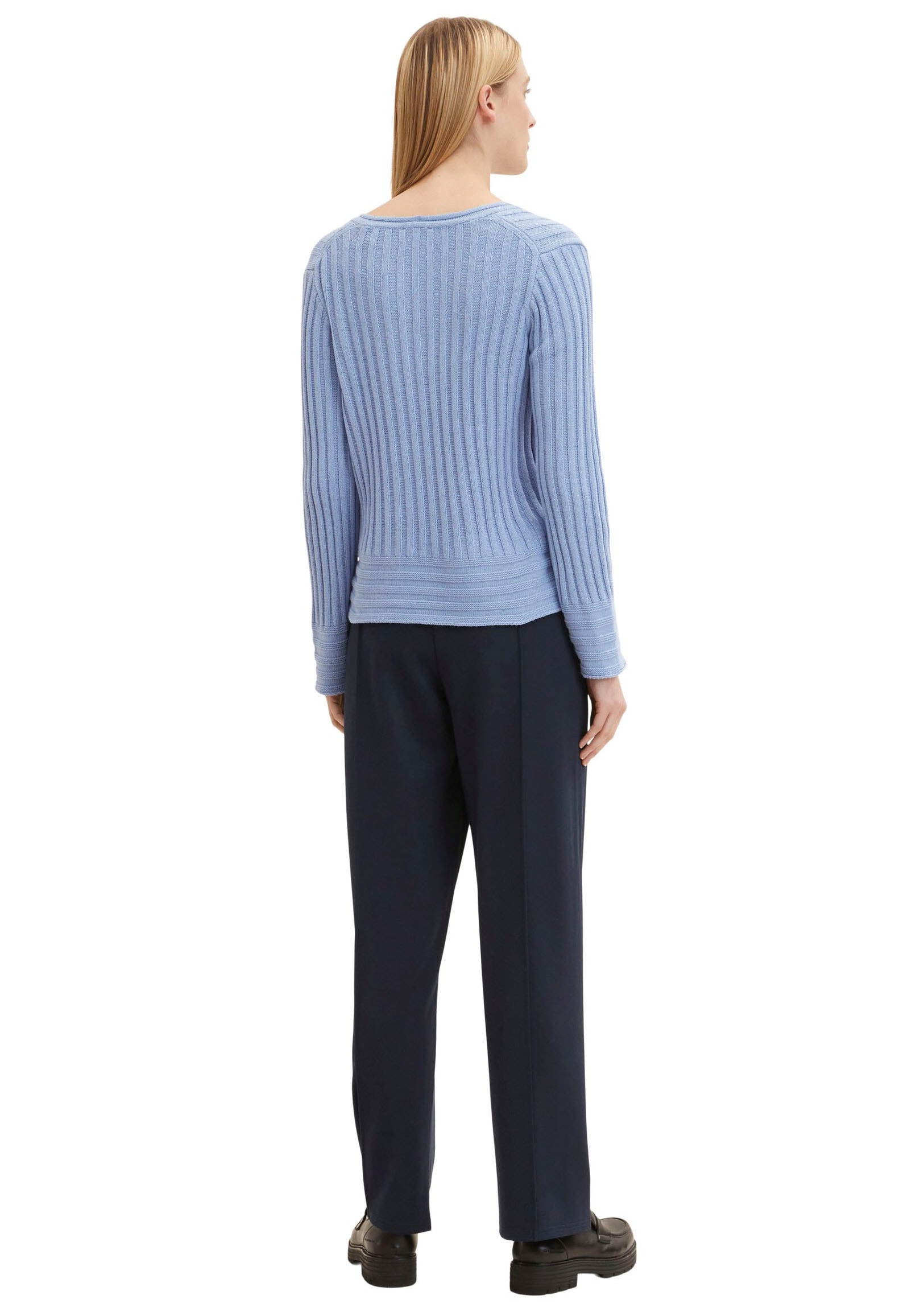 TOM TAILOR V-Ausschnitt-Pullover, in gerippter Optik