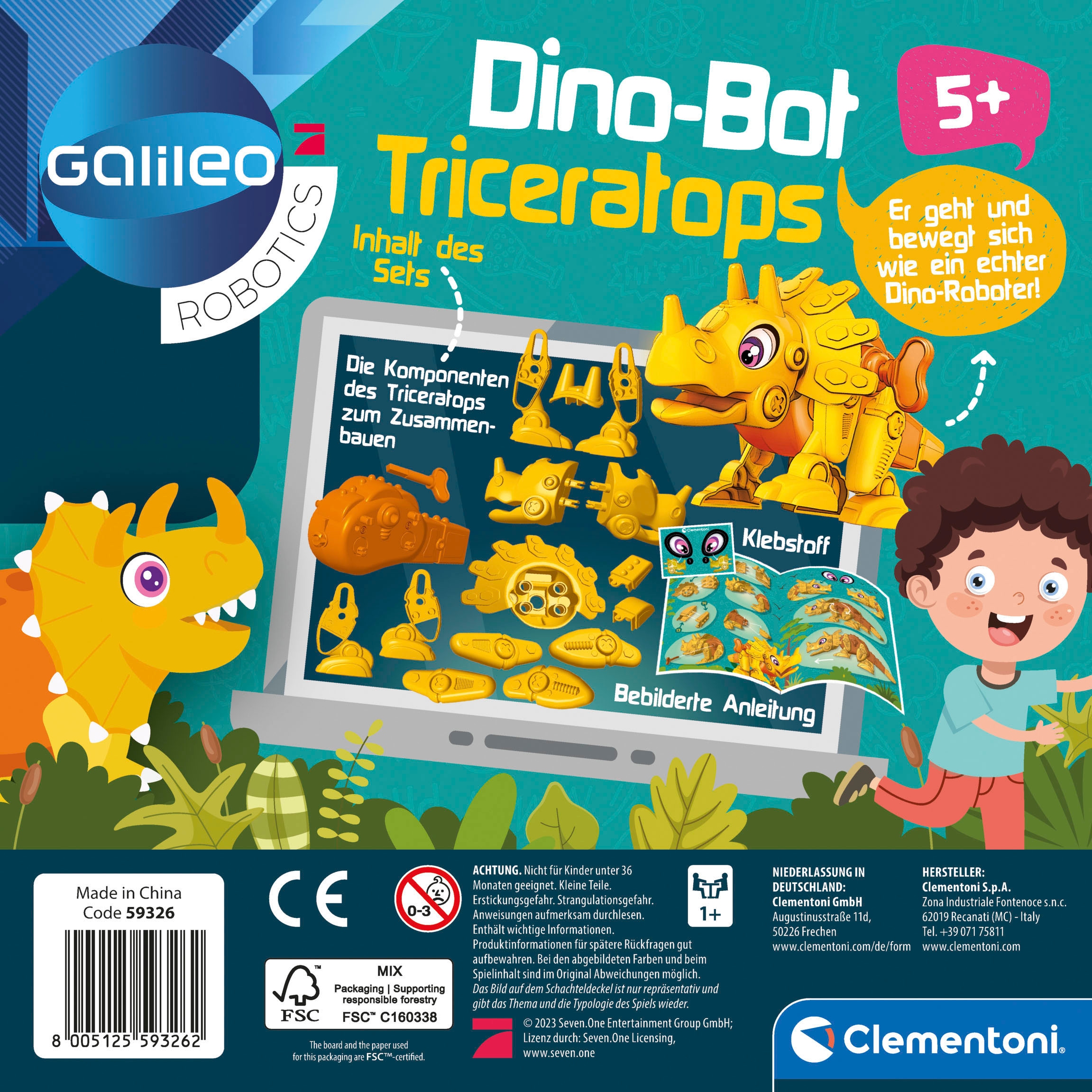 Clementoni® Roboter »Galileo, DinoBot Triceratops«, Made in Europe