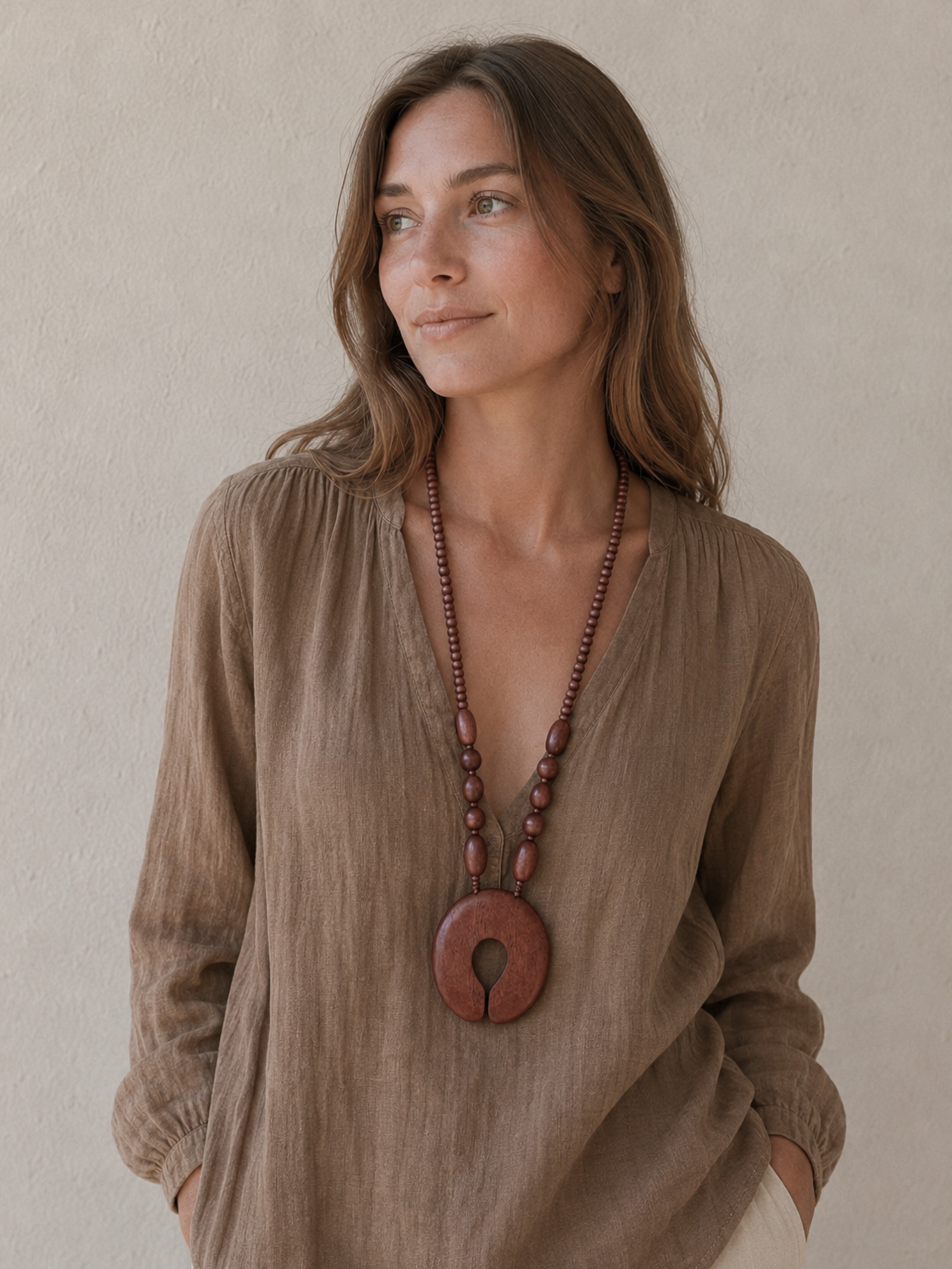 COLLEZIONE ALESSANDRO Lange Kette »Boho« mit großem Holzanhänger