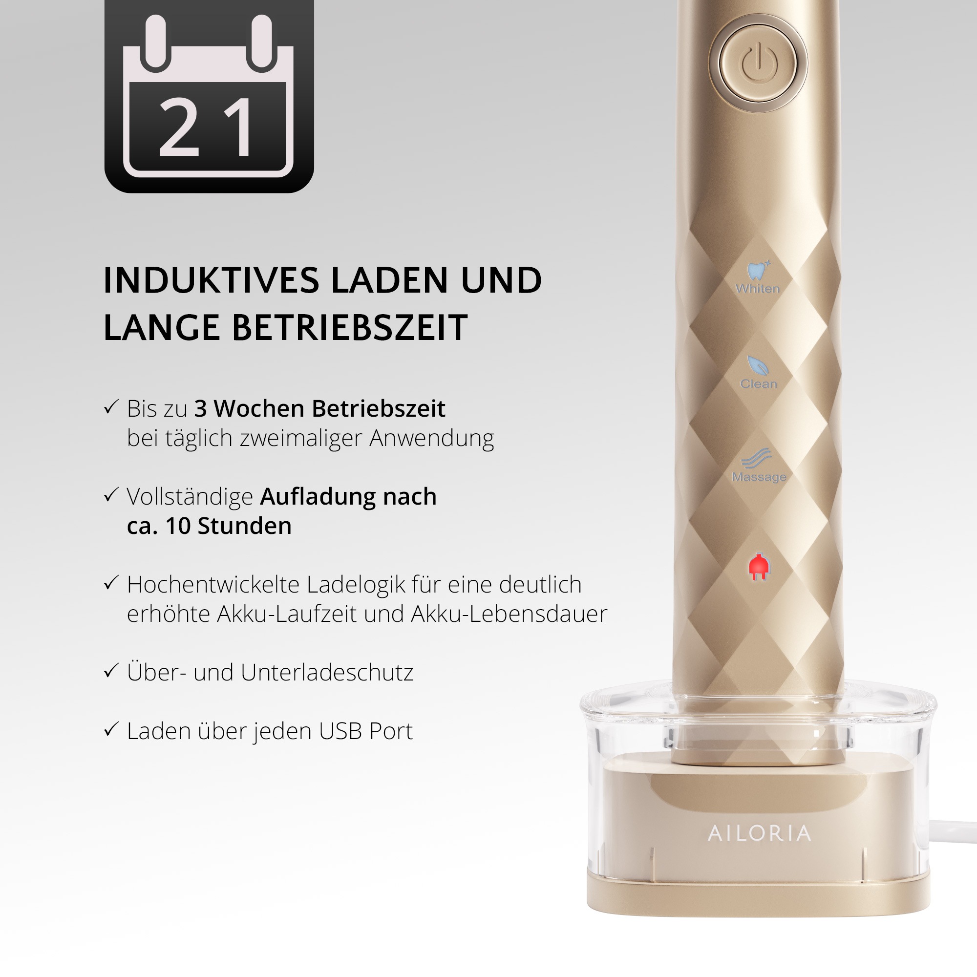 AILORIA Schallzahnbürste »USB-Schallzahnbürste SHINE BRIGHT«