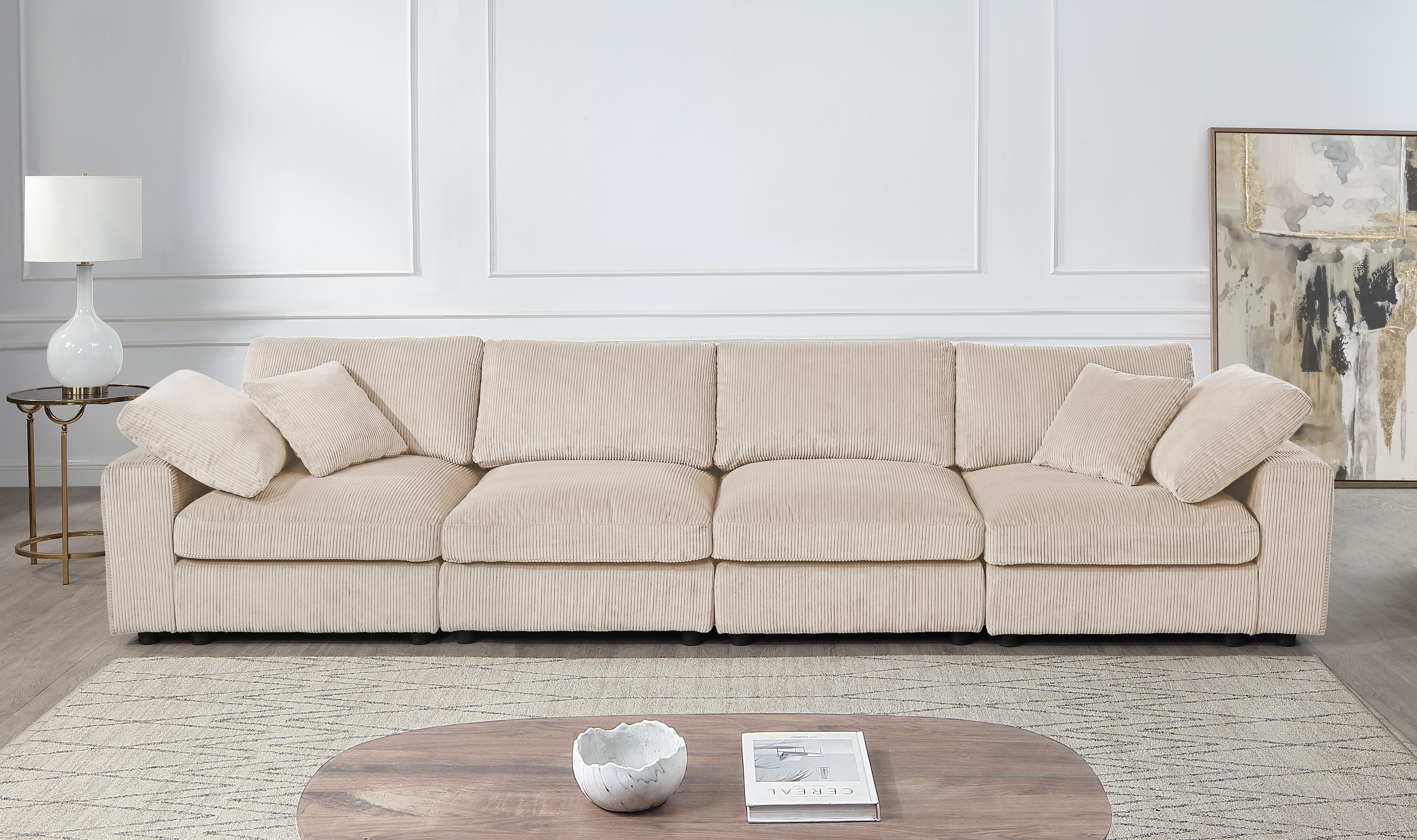 OTTO home 4-Sitzer "Berny, individuell stellbar, modular-Sofa" inklusive 2 großen & 2 kleinen Zierkissen im flauschigen Cord