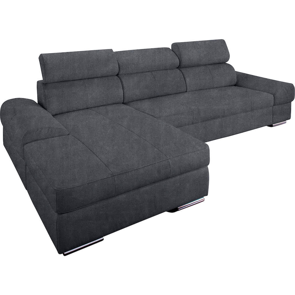 sit&more Ecksofa Broadway, mit verstellbaren Kopfteilen, wahlweise mit Bettfunktion