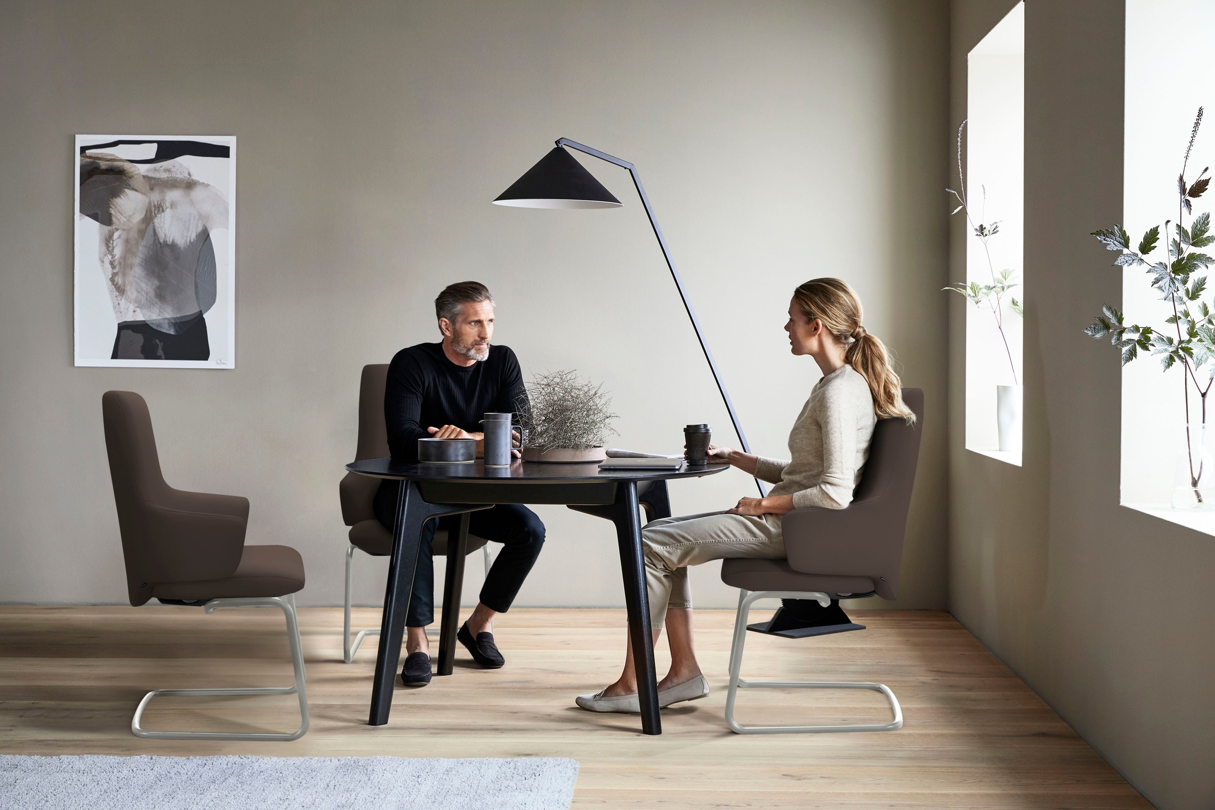 Stressless® Polsterstuhl »Laurel«, Leder BATICK, High Back mit Armlehne, Größe L, mit Beinen aus Stahl in Schwarz matt