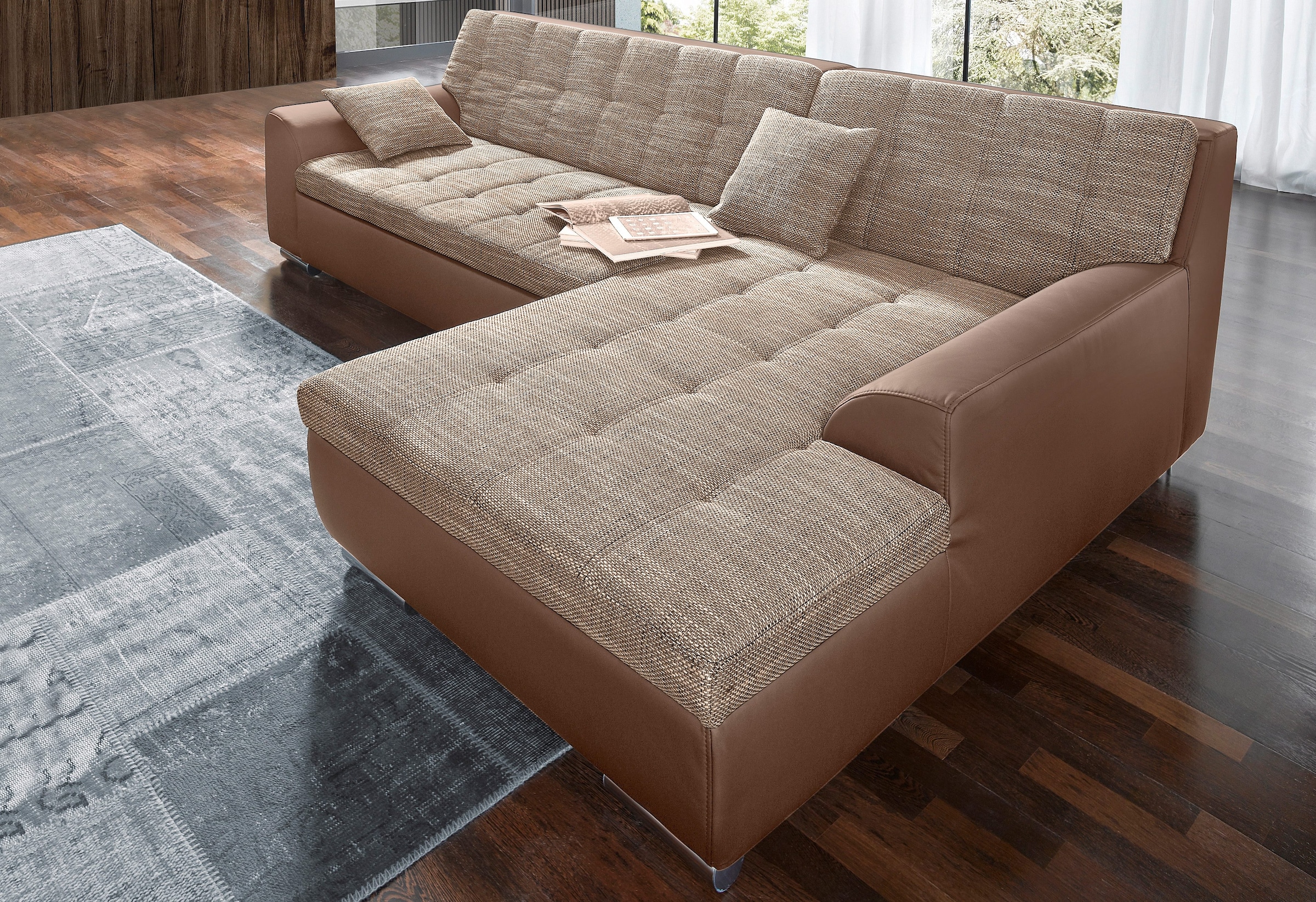 DOMO collection Ecksofa Treviso, wahlweise mit Bettfunktion, incl. Zierkiss günstig online kaufen