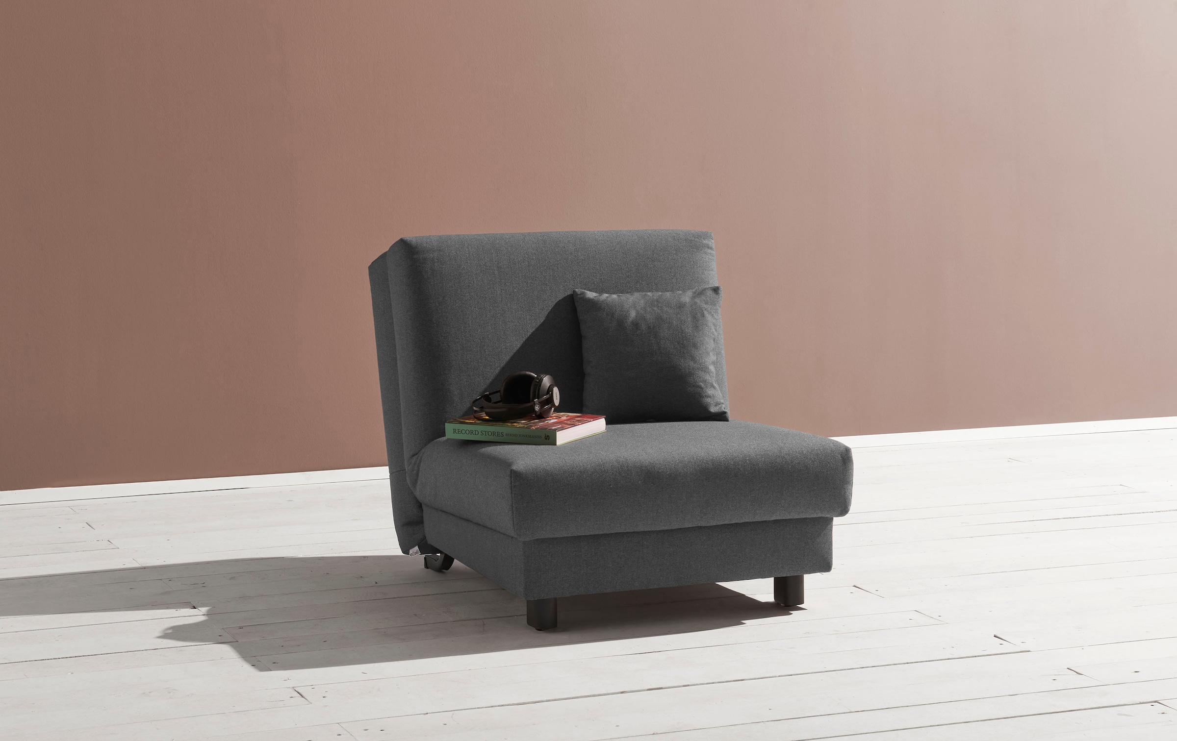 ell + ell Schlafsofa "Enny", Liegefläche Breite 80 cm, Liegehöhe 40 cm, Füße schwarz, Rückenlehne