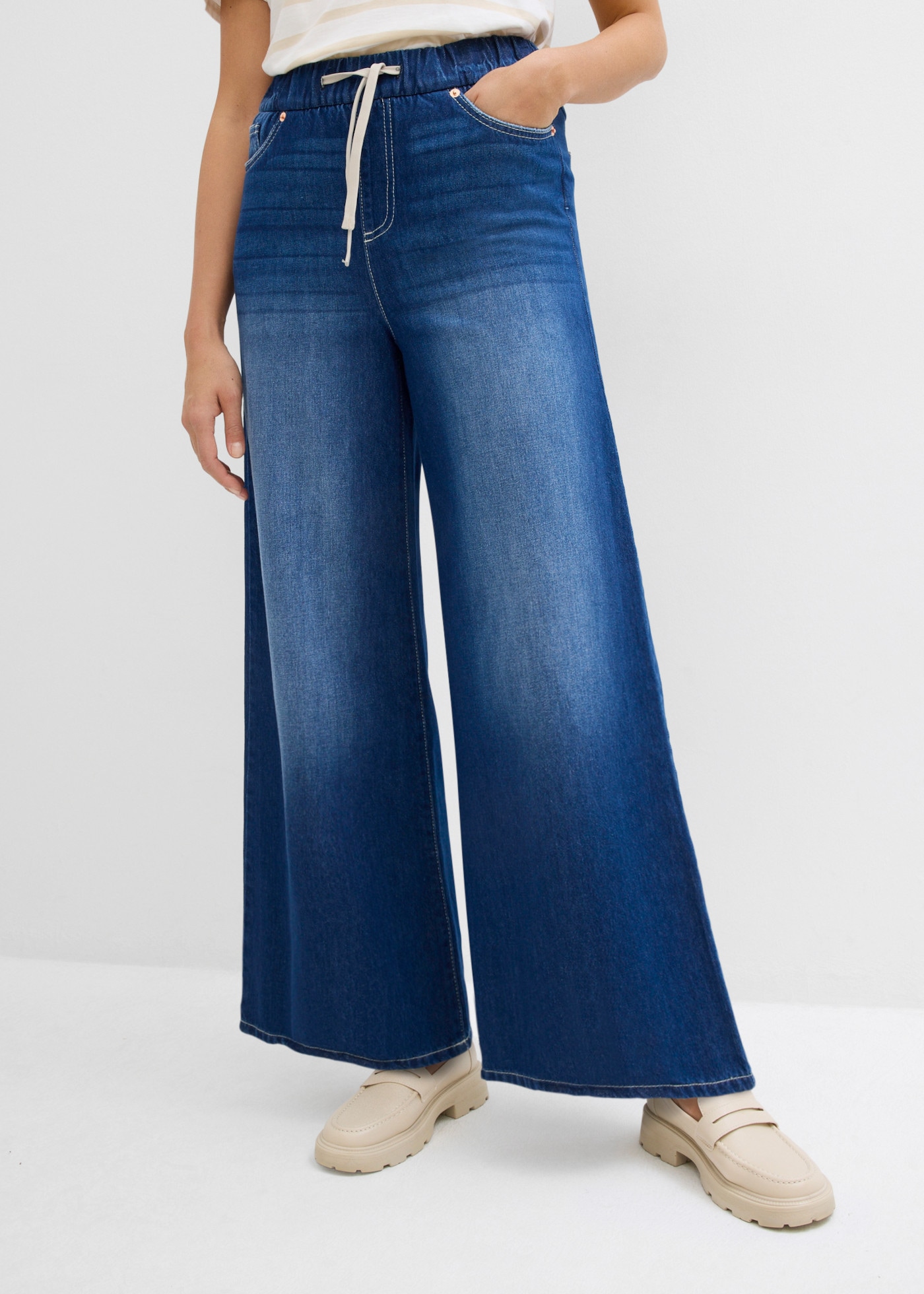 bonprix Weite Jeans mit Bequembund, lockere Passform im Loose Fit