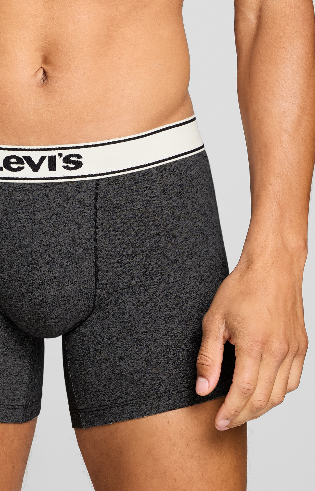 Levi's® Boxer »LEVIS MEN VNTG HTR BOXER BRIEF 2P« 2er Pack,  ohne Eingriff, uni, meliert, Logo-Bund, elastisch