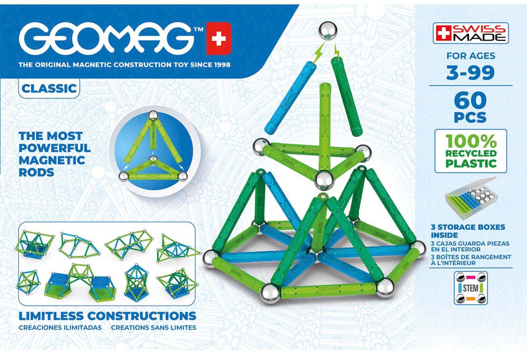 Geomag™ Magnetspielbausteine »GEOMAG™ Classic, Recycled«, (60 St.), aus recyceltem Material; Made in Europe