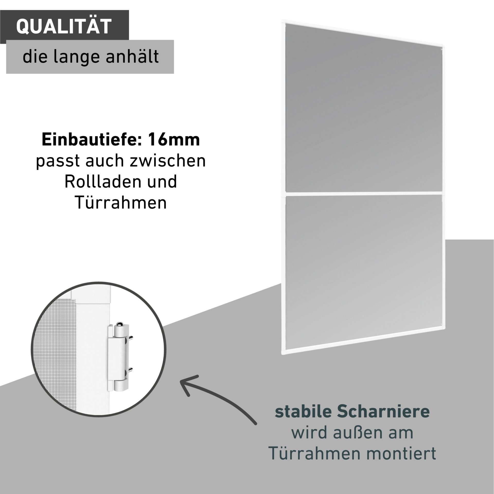 Windhager Insektenschutz-Tür »Basic für Balkon- und Terrassentüren, Fliegengitter Alu Rahmentür« Packung, 1 Stk. tlg. Insektenschutz zum bohren, Schwingtür 100 x 210, weiß