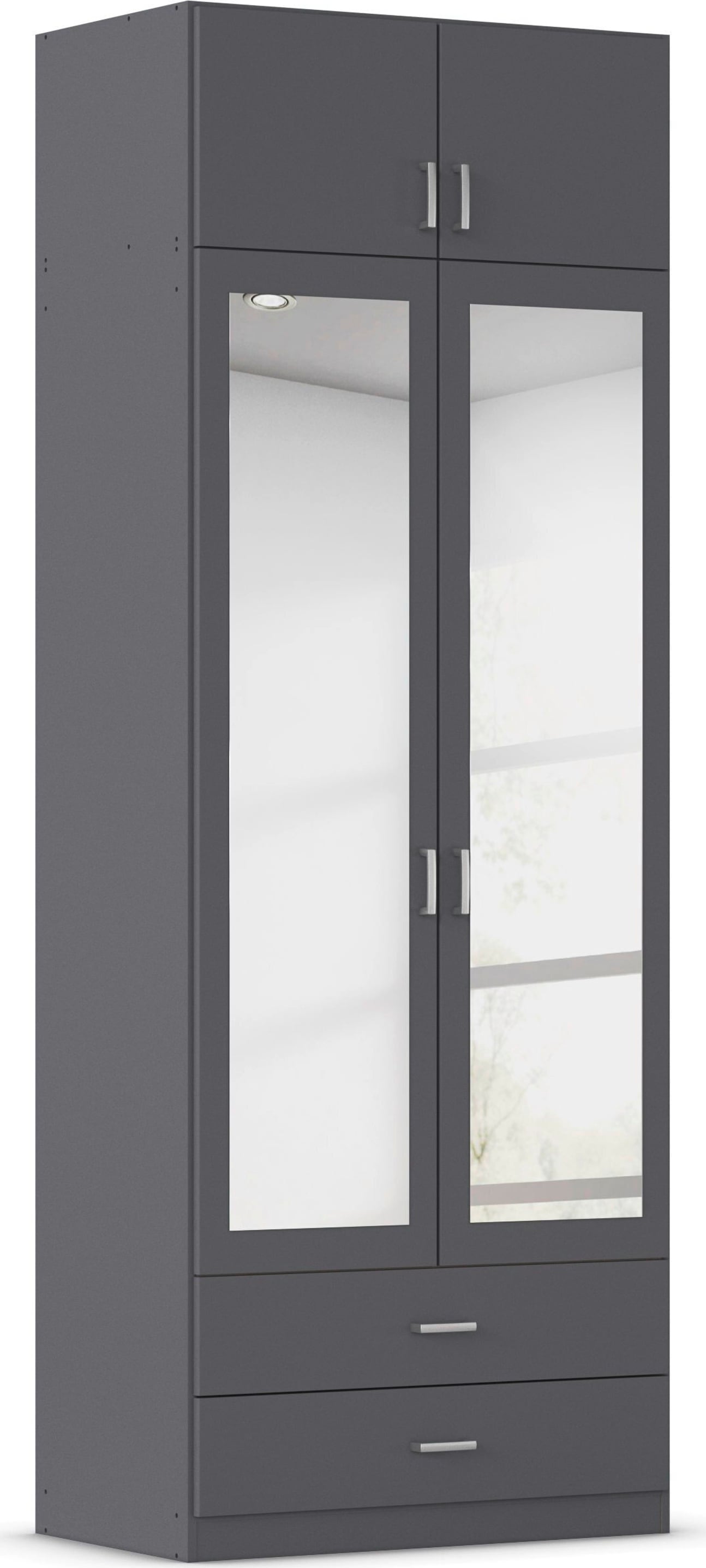 rauch Kleiderschrank "Schrank Garderobe Wäscheschrank GAMMA in 4 Breiten 91-226 cm" 3 verschiedene Ausstattungen BASIC/CLASSIC/PREMIUM (inkl. SOFT-CLOSE), mit Schubladen und Schrankaufsatz sowie Spiegel MADE IN GERMANY